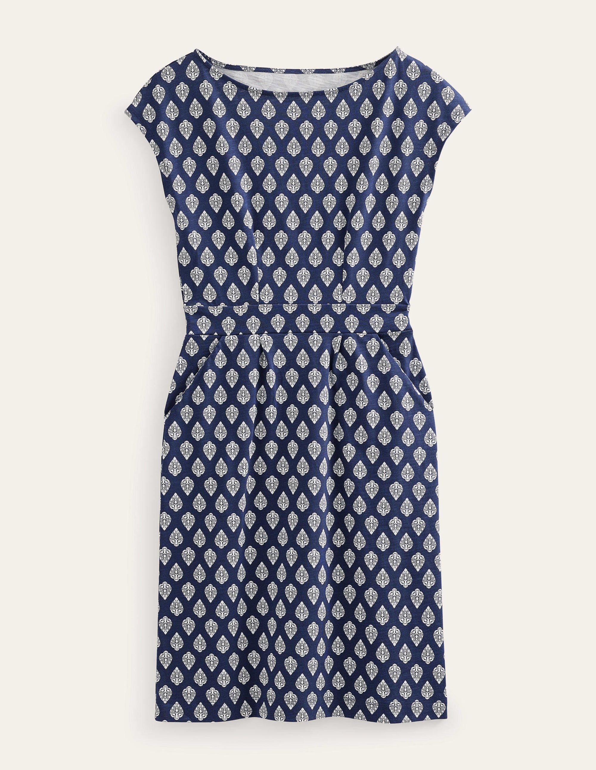 Florrie Jerseykleid-Französisches Marineblau, Jasminknospe - Image 5
