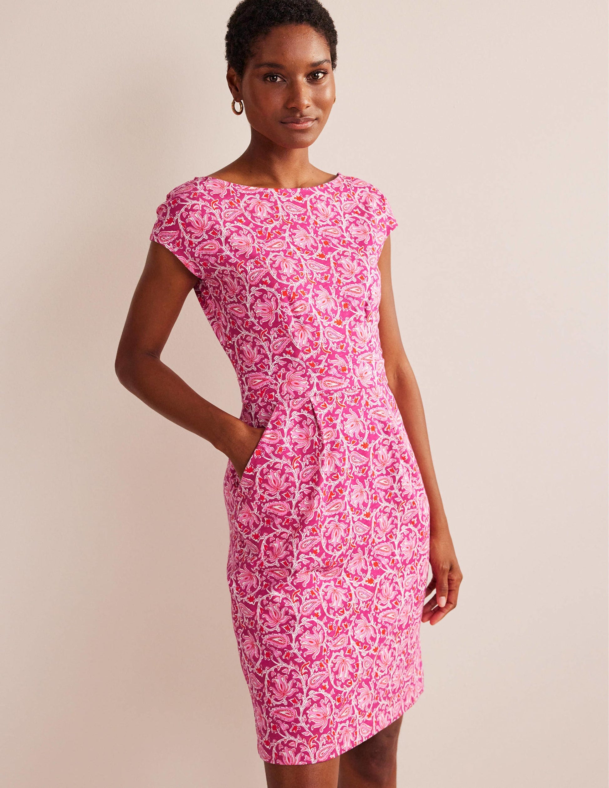Florrie Jerseykleid-Himbeerrot, Weinreben-1