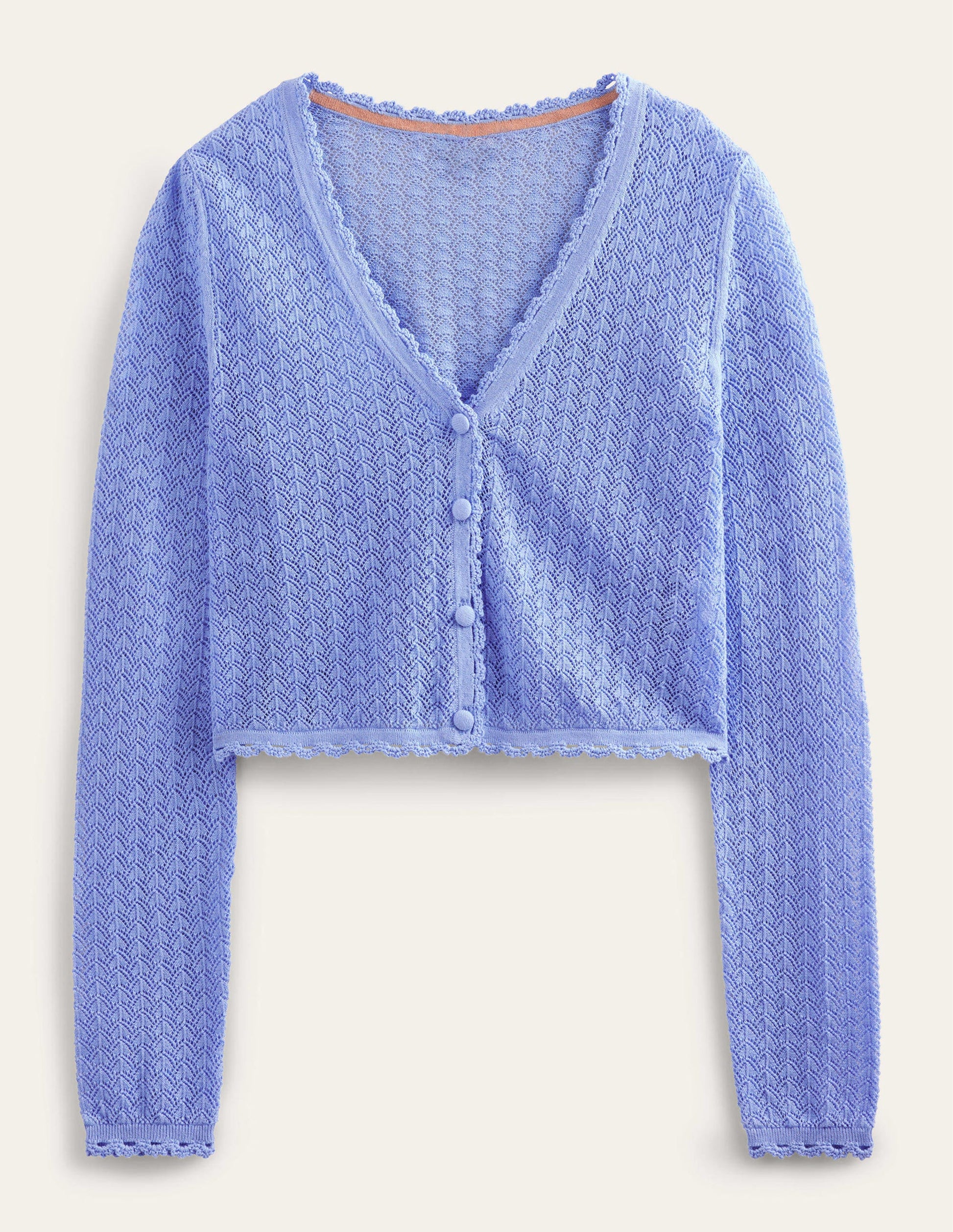 Pointelle Cropped Cardigan-Hazy Blue-5
