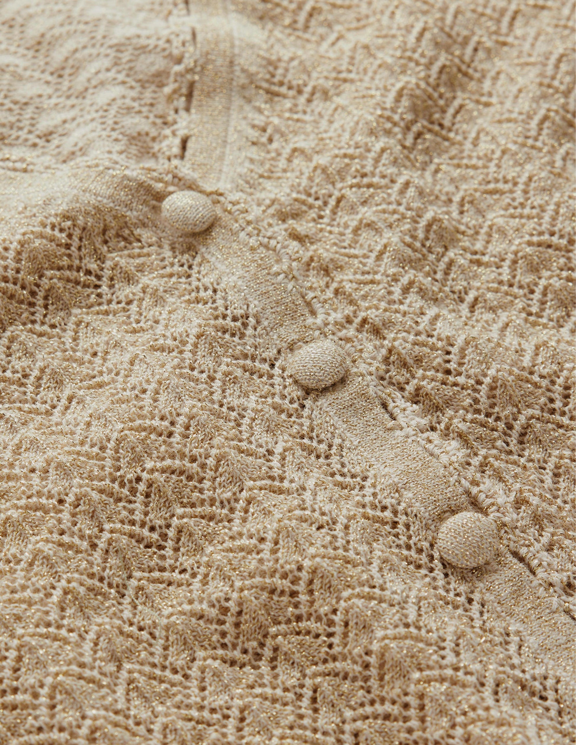 Kurzer Pointelle-Cardigan mit Goldgarn-Gold, Glitzer-6