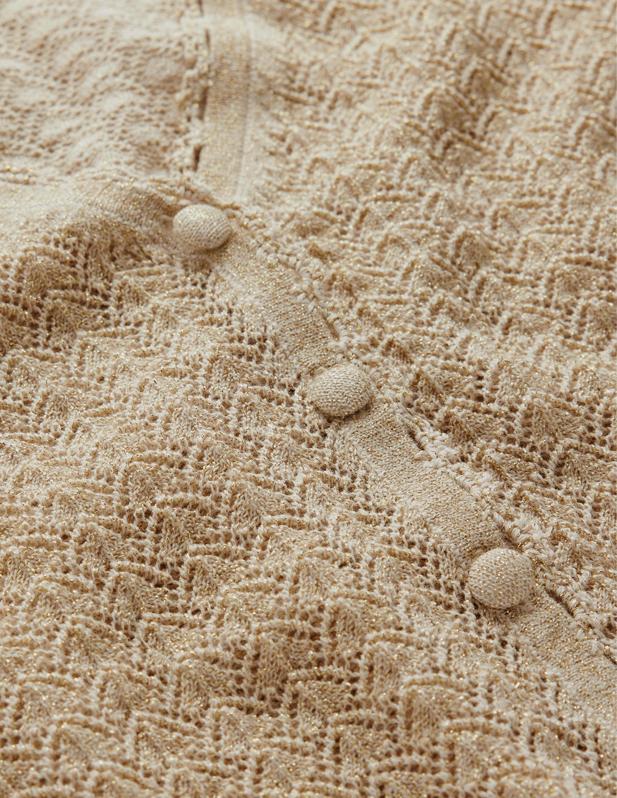 Kurzer Pointelle-Cardigan mit Goldgarn-Gold, Glitzer - Image 6