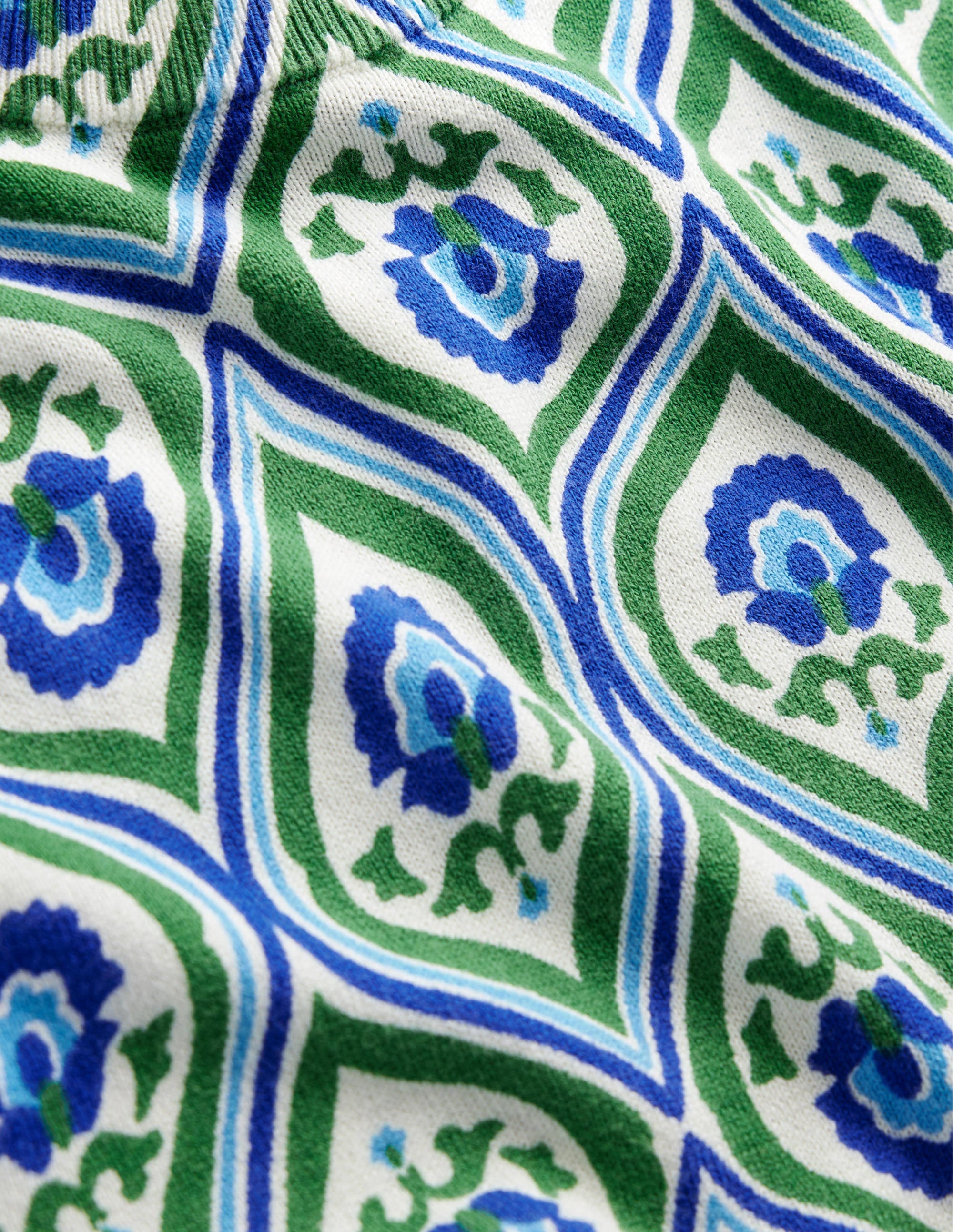 Gemusterter Pullover mit hohem Kragen-Sattes Grün, Geometrisches Kaskadenmuster - Image 6