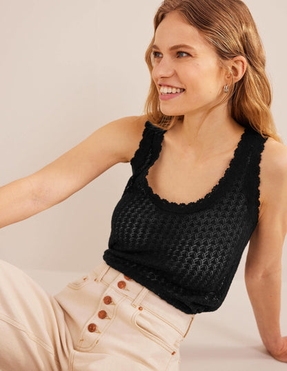 Ärmelloses Pointelle-Top-Schwarz-4