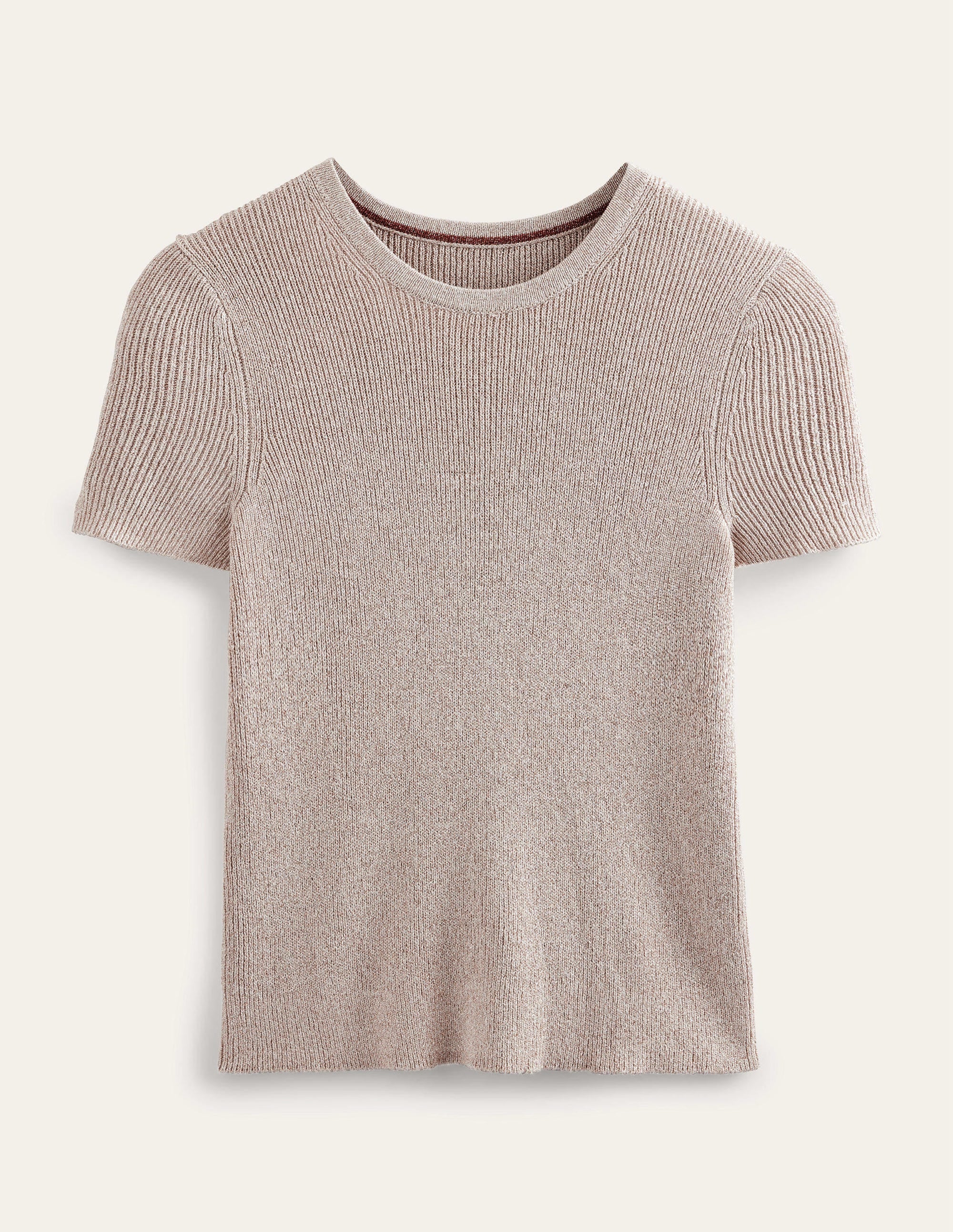 Kurz geschnittenes T-Shirt mit Glitzergarn-Seilbraun, Glitzer - Image 6