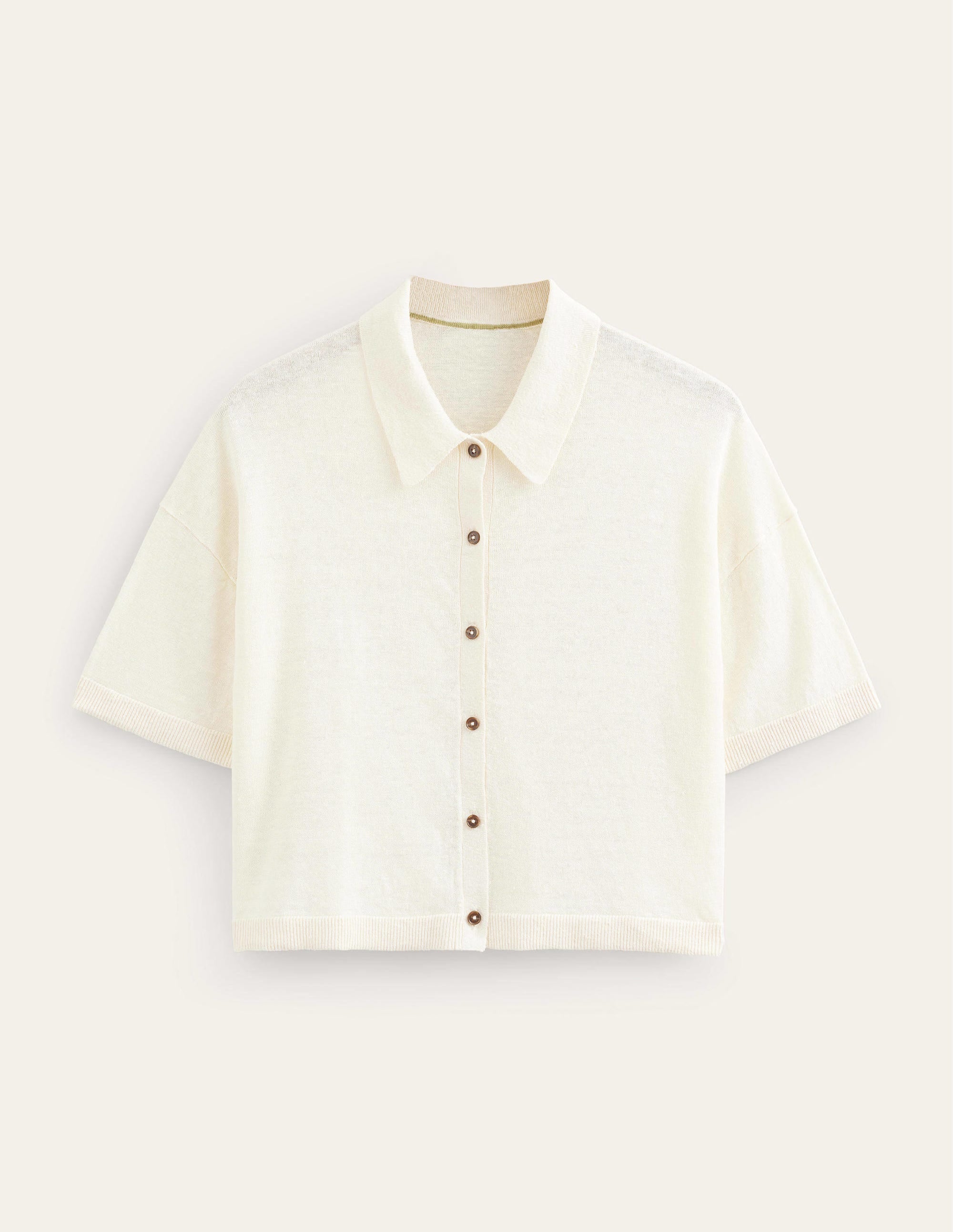 Chemise à col en maille de lin-Ivoire chaud - Image 5