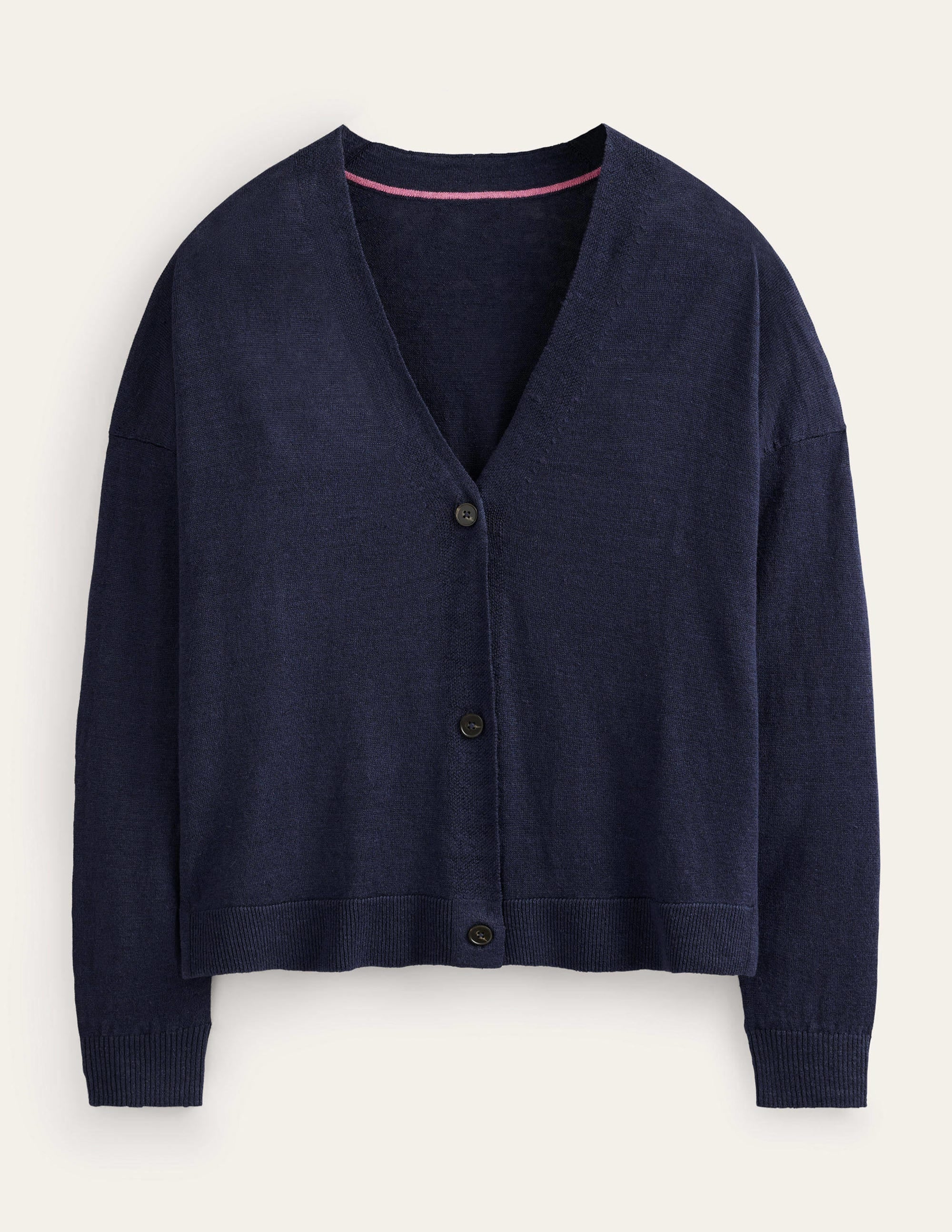 Cardigan en lin à emmanchures basses-Bleu marine - Image 6
