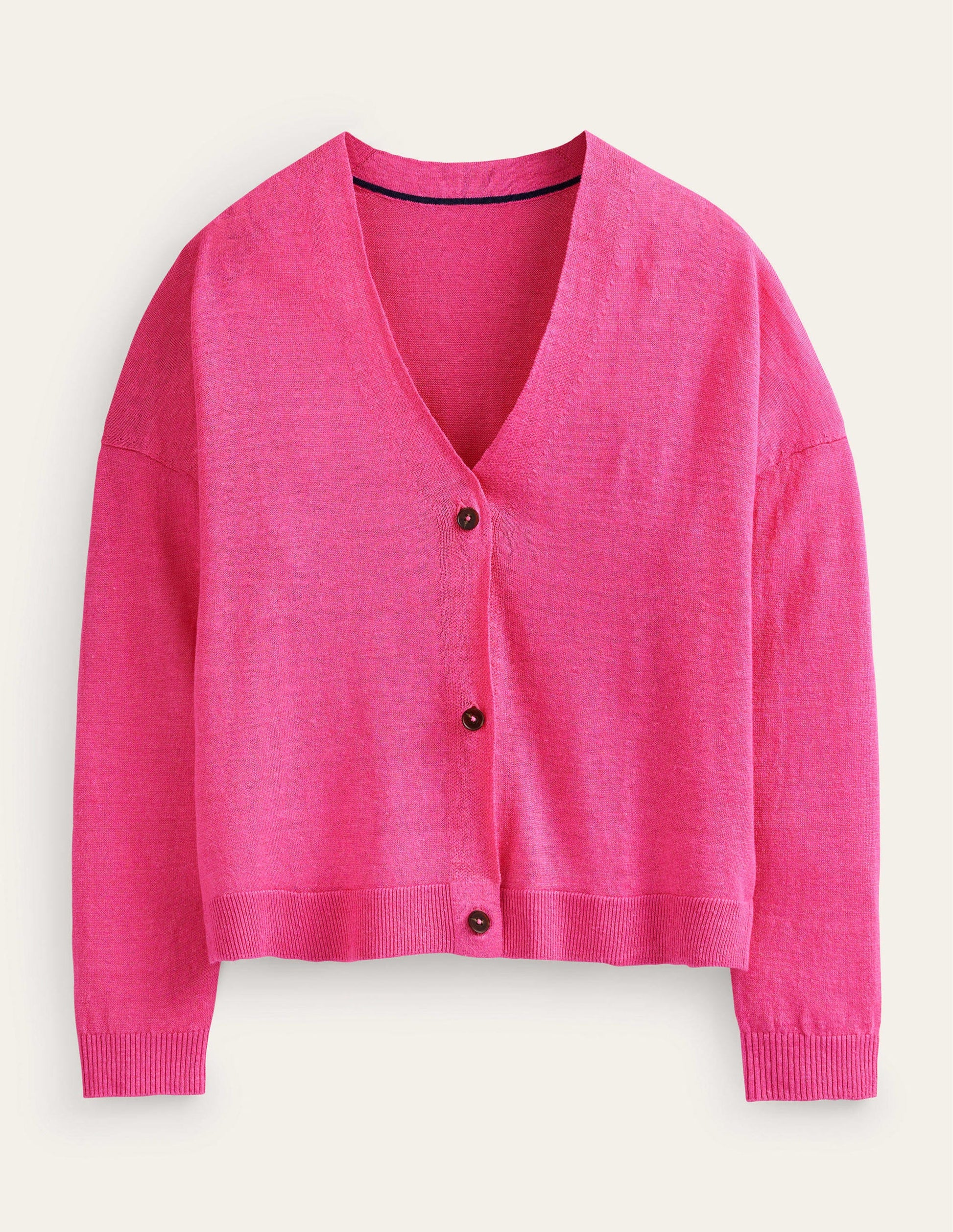 Drop-Shoulder Linen Cardigan-Festival Pink-5