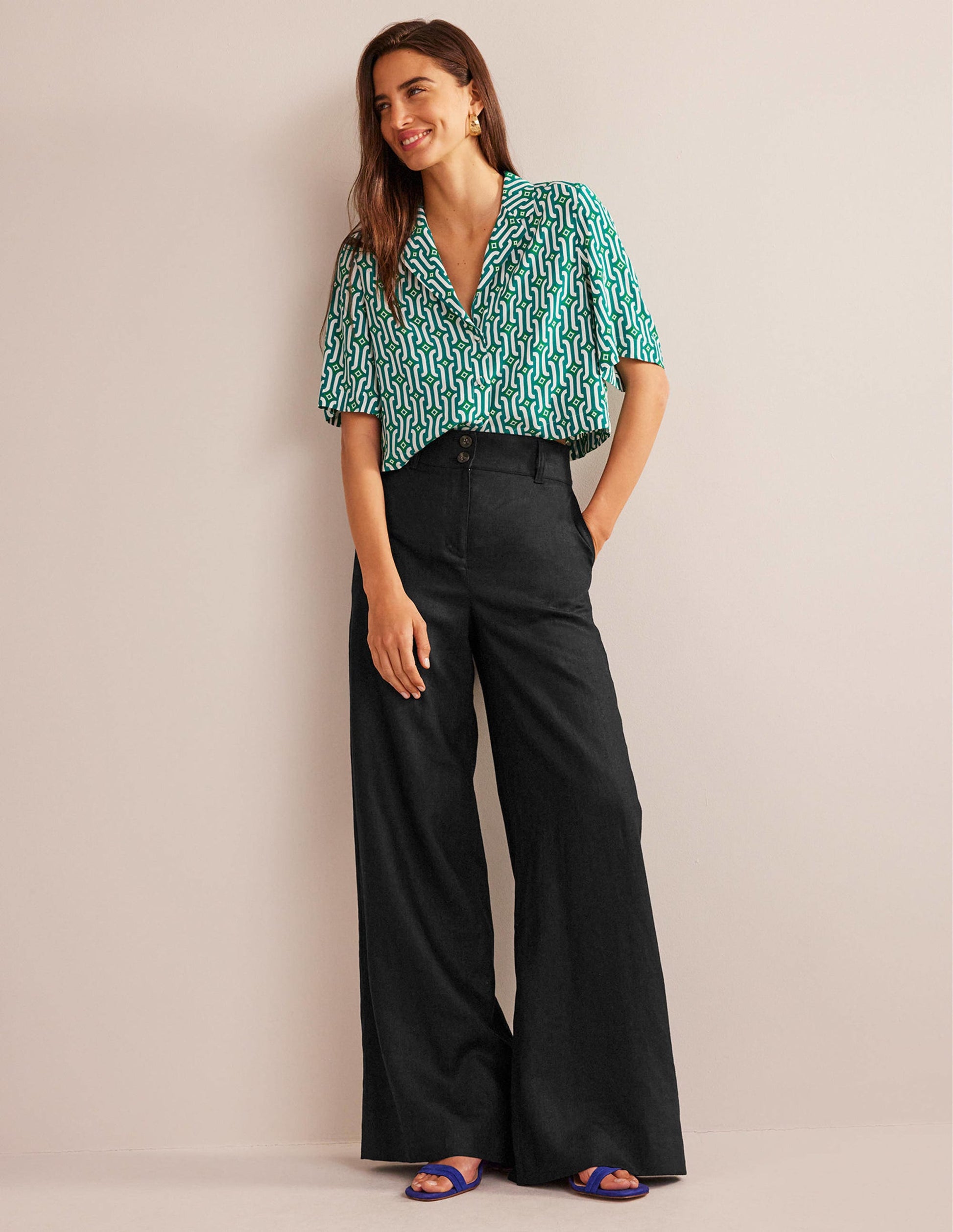 Pantalon Highbury en lin-Noir-1