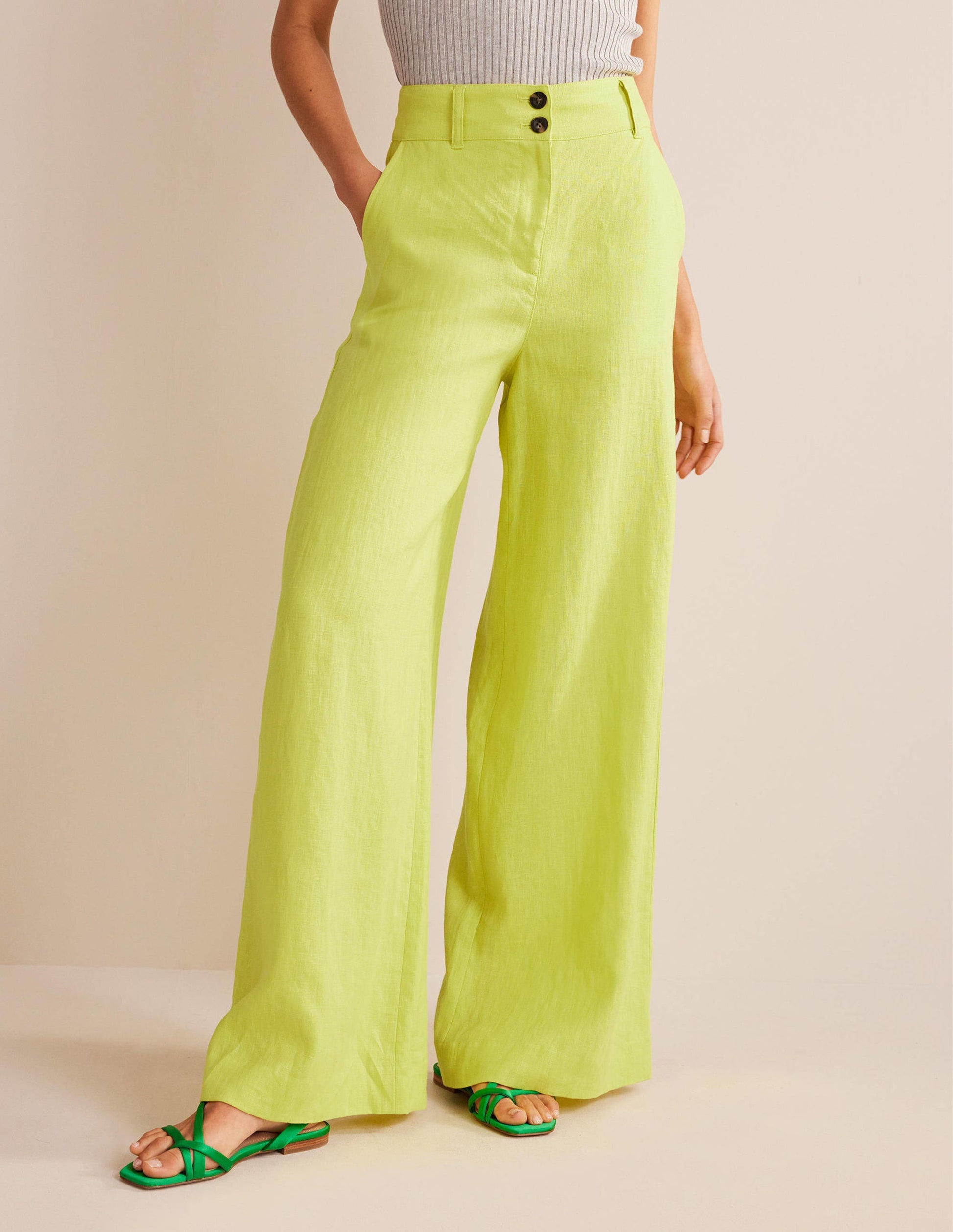 Pantalon Highbury en lin-Agrume-4