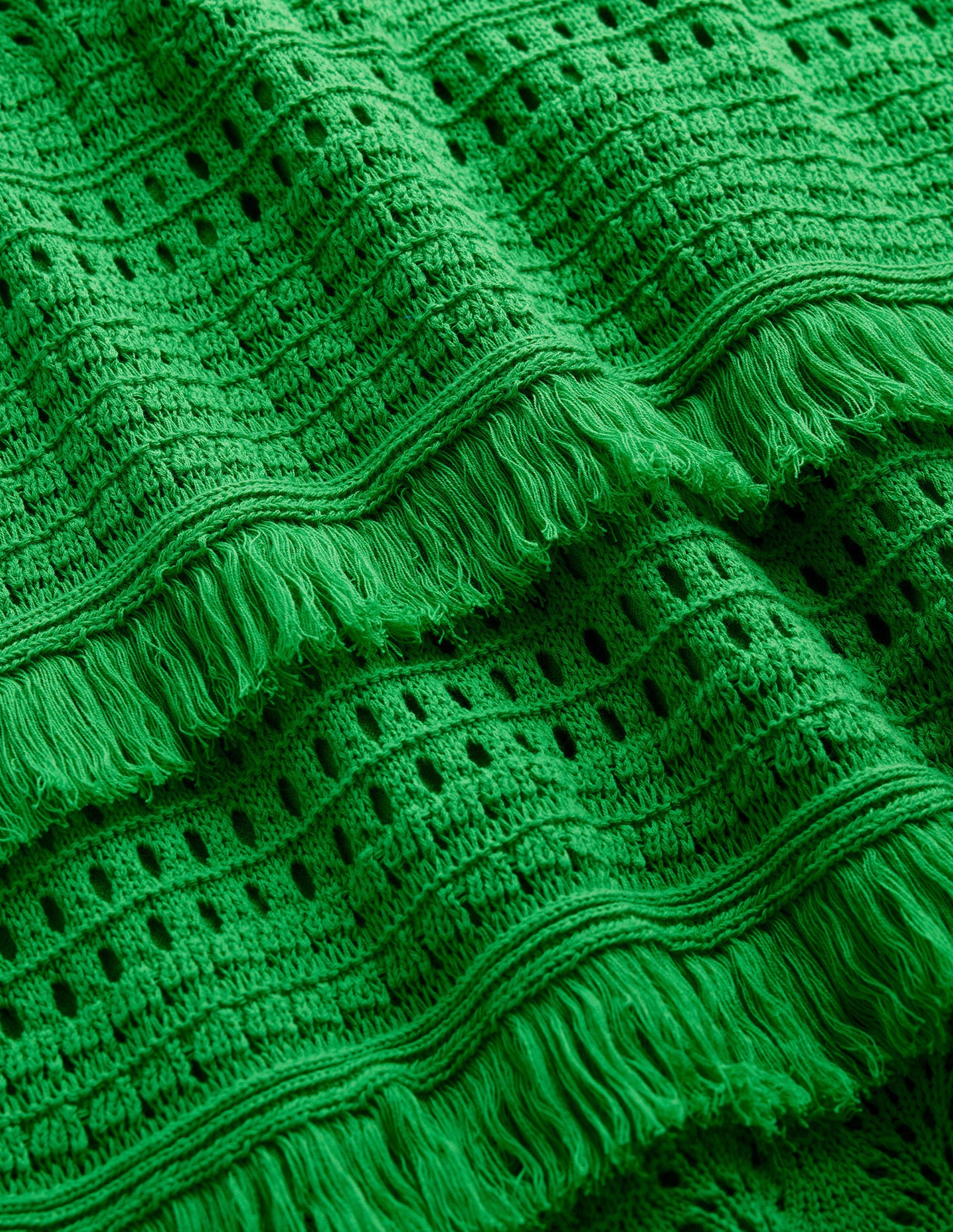 Fringe Crochet Knitted Skirt-Bright Green - Image 6