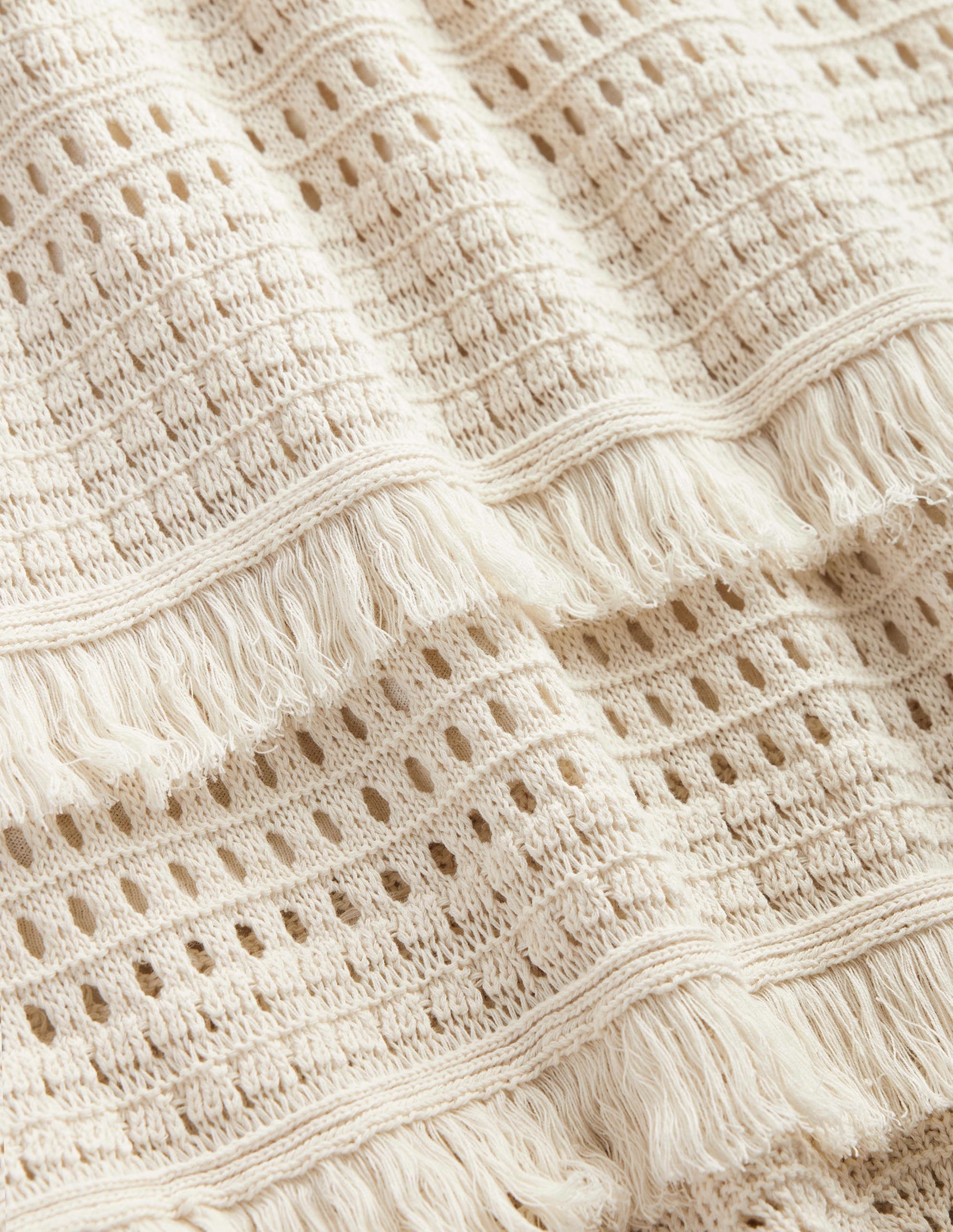 Jupe en maille crochetée à franges-Ivoire chaud - Image 7