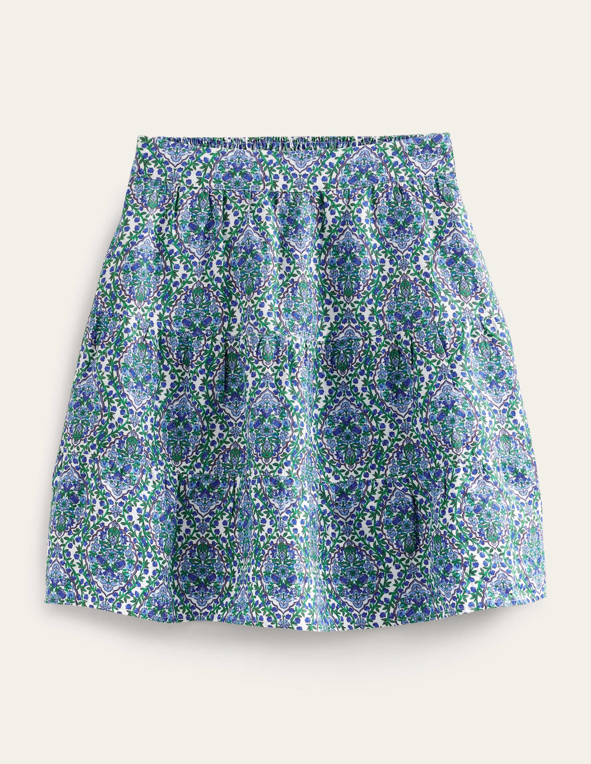 Jupe volantée en lin à enfiler-Vert, motif Opulent Vine - Image 5