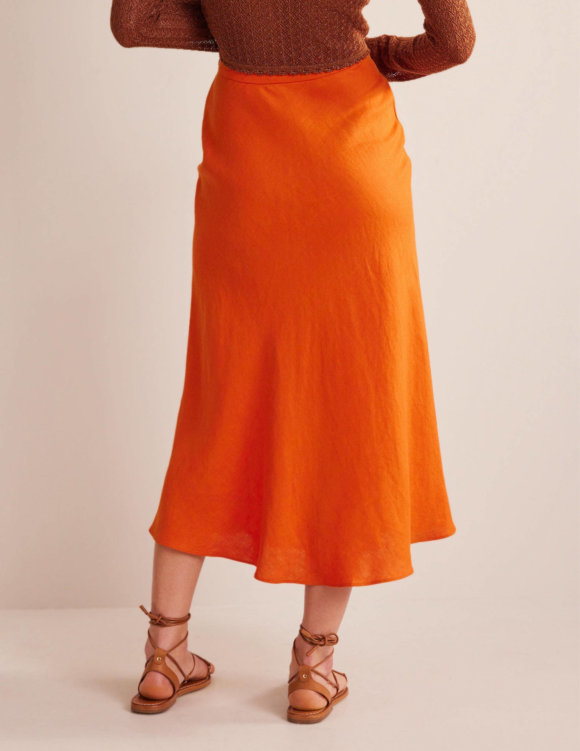 Bias Linen Midi Skirt-KUMQUAT-3
