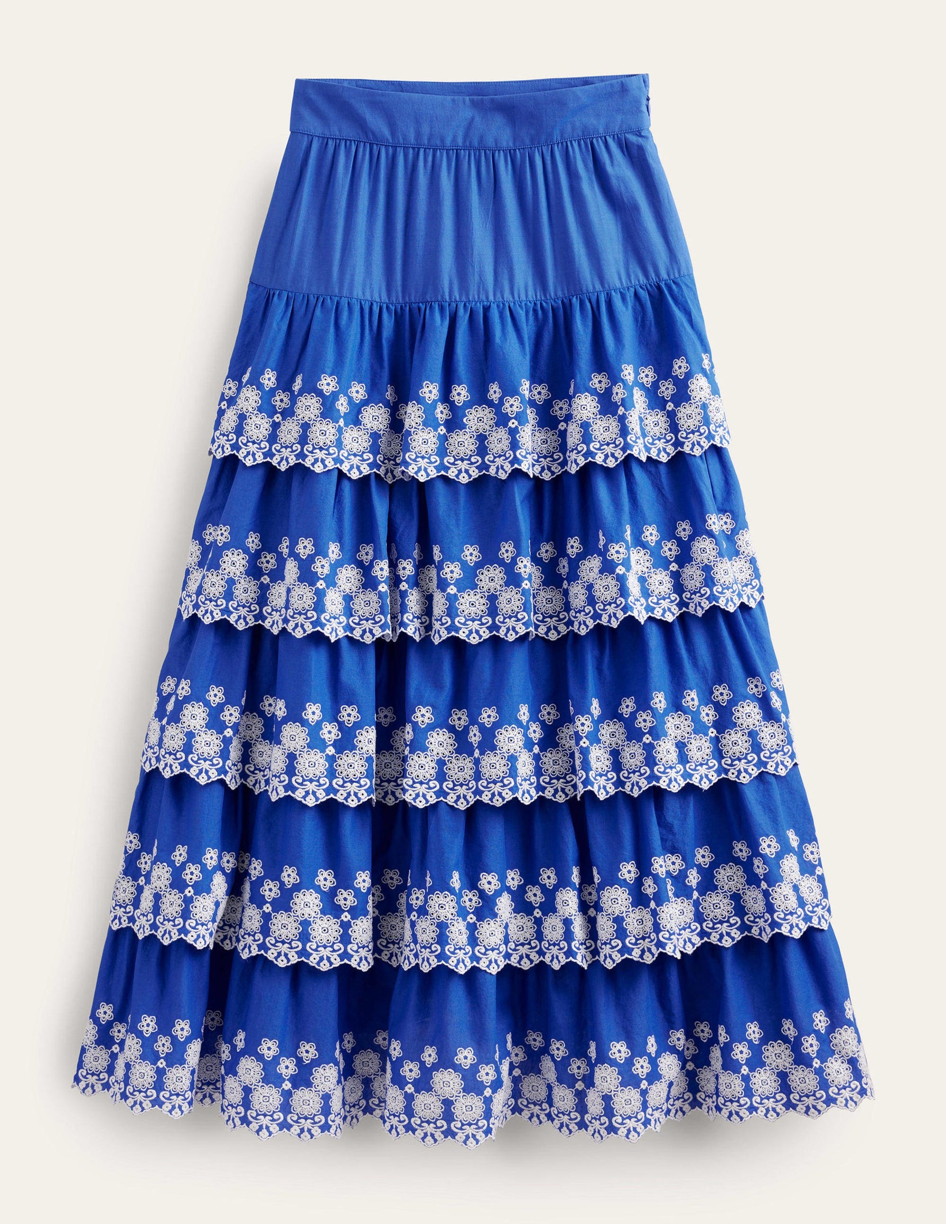 Jupe volantée avec broderie anglaise-Bleu des îles-5