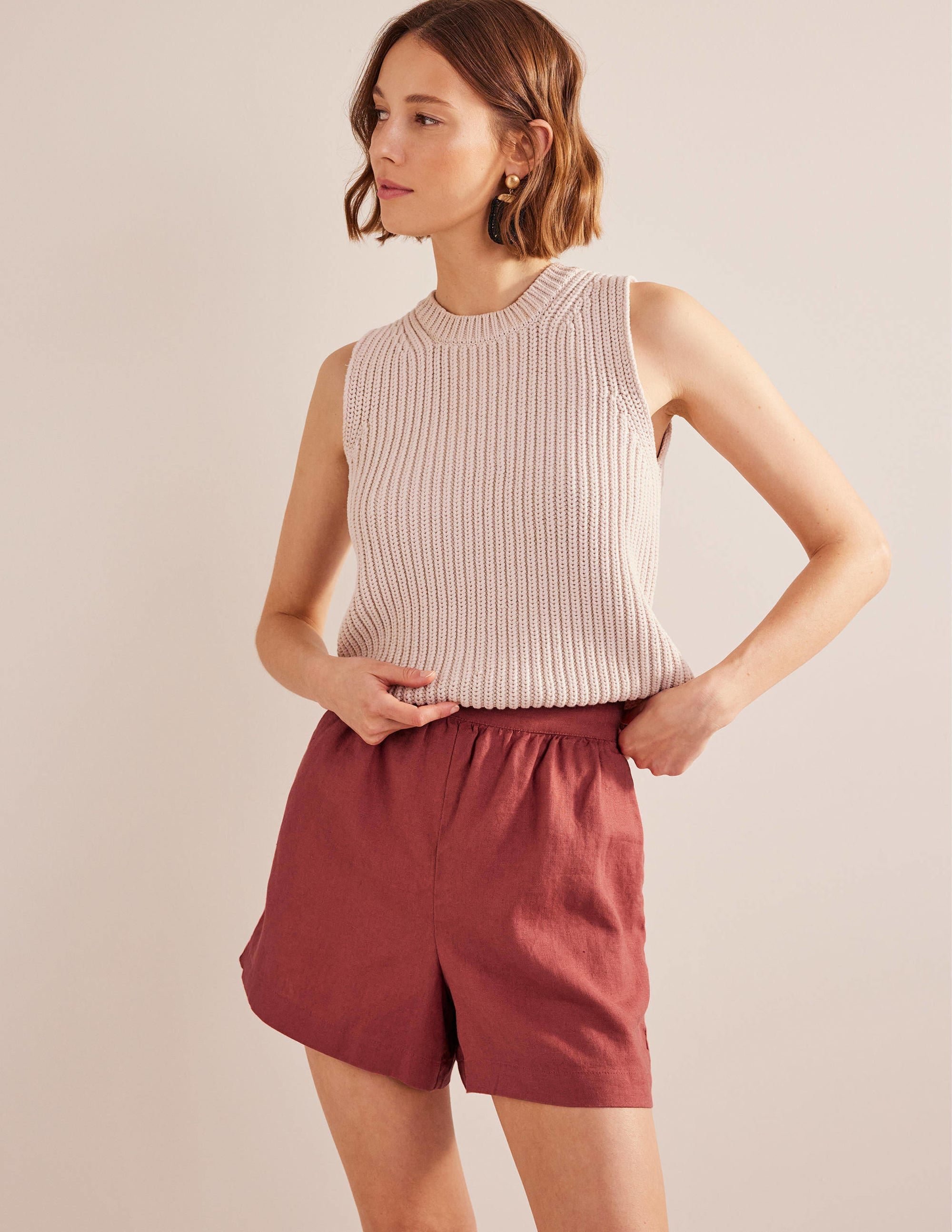 Short en lin à enfiler-Renard - Image 1