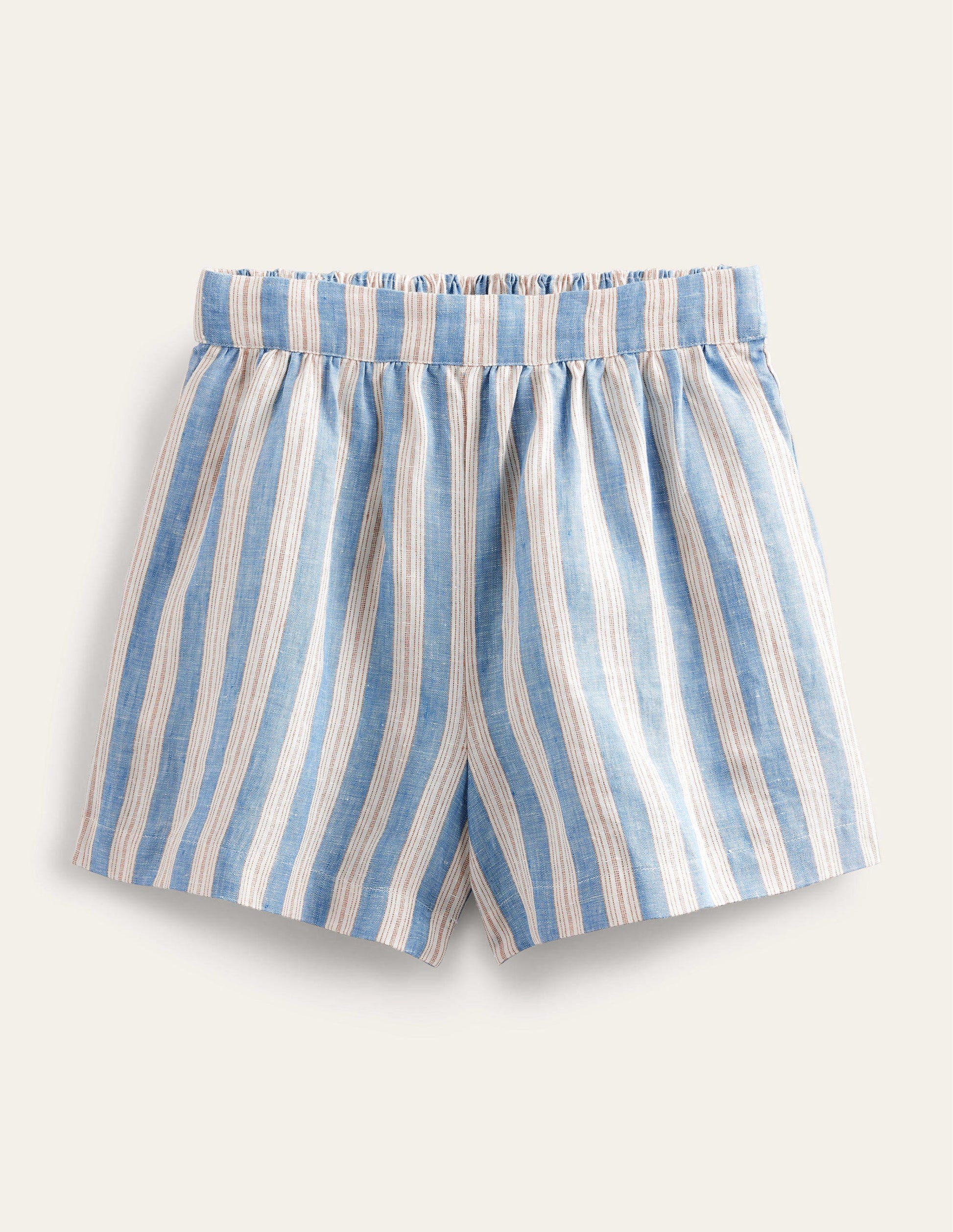Leinenshorts zum Hineinschlüpfen-Porzellanblau, Glitzerstreifen-6