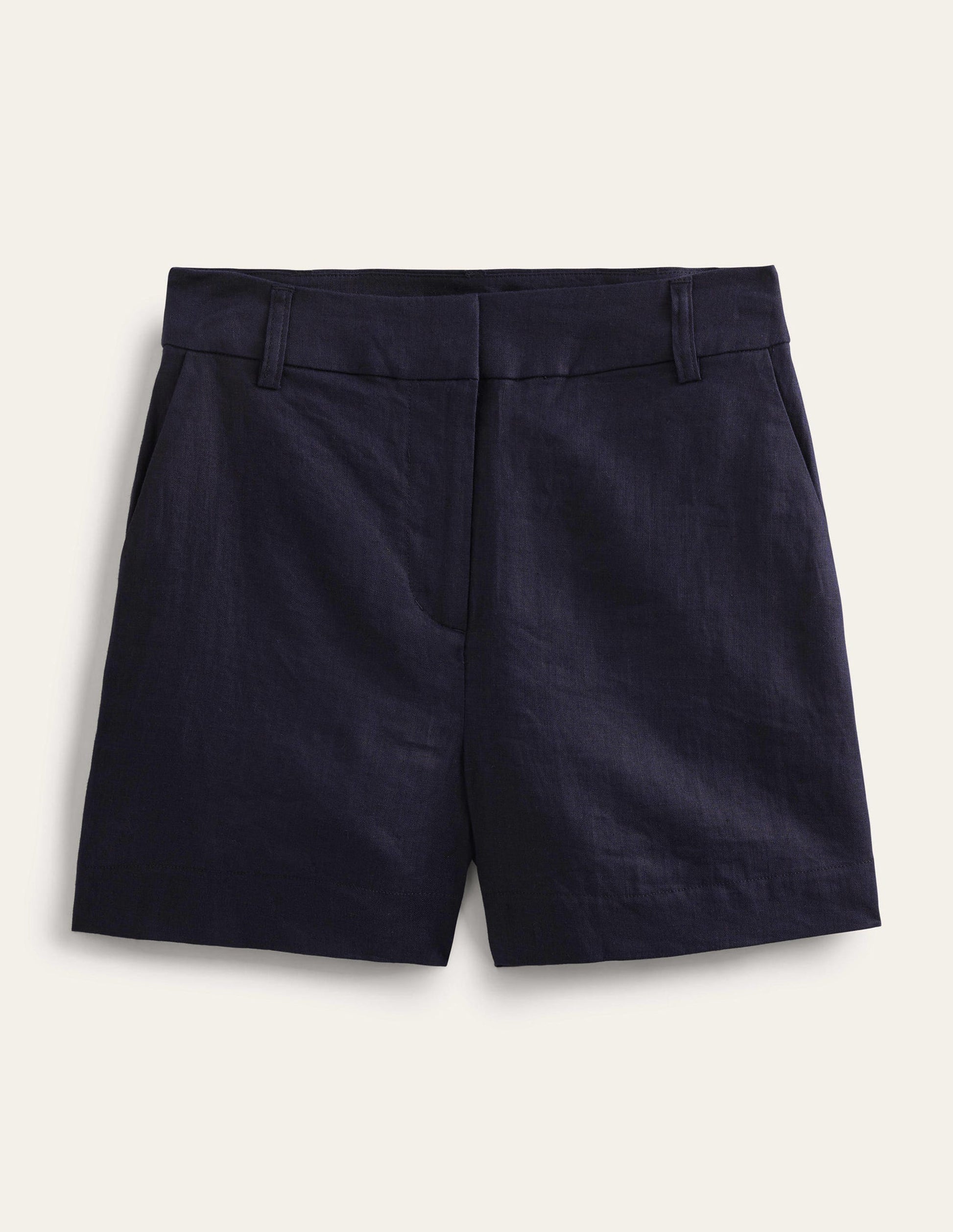 Taillierte Leinenshorts-Marineblau-6