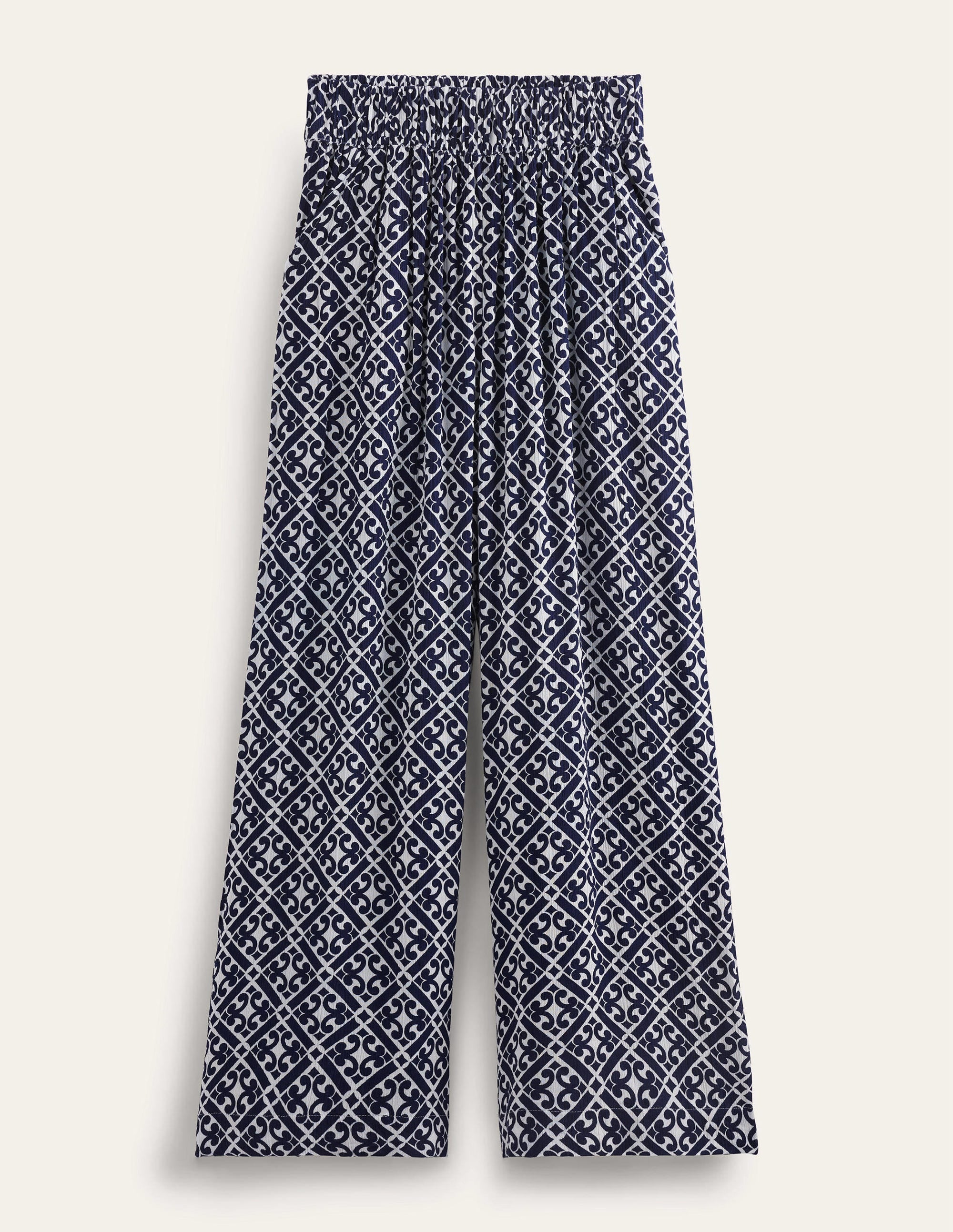 Urlaubshose mit weitem Bein-Berliner Blau, Geometrisches Muster - Image 6
