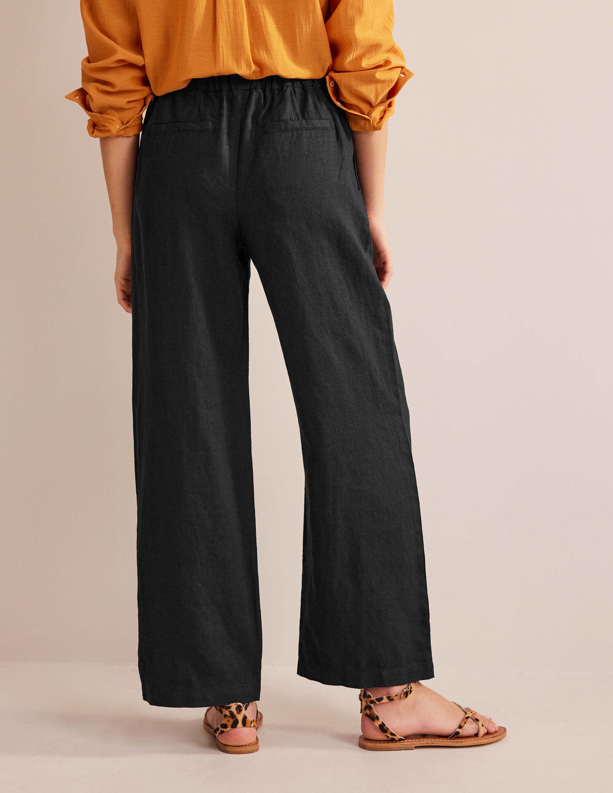 Lässige Leinenhose zum Hineinschlüpfen-Schwarz - Image 3