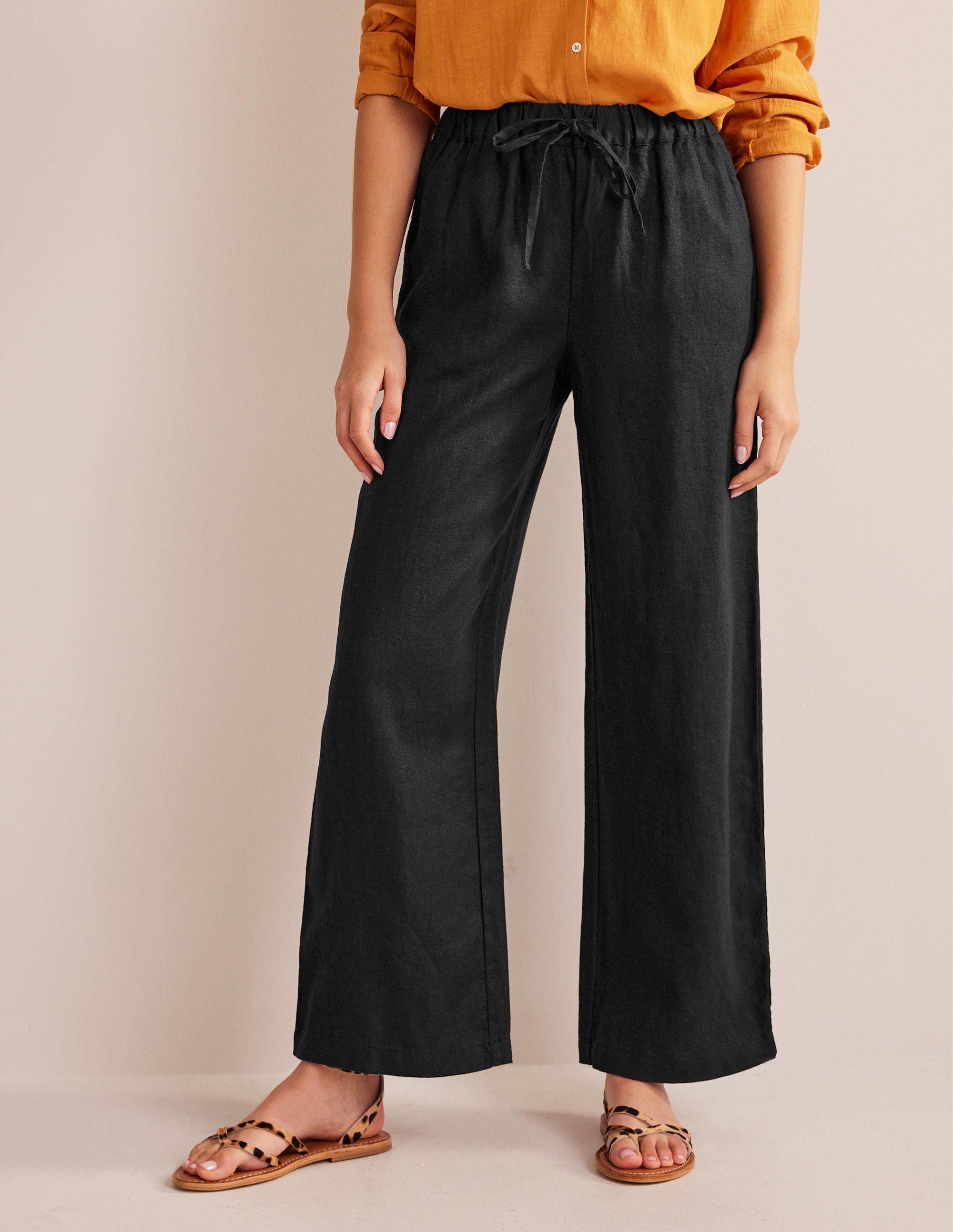 Lässige Leinenhose zum Hineinschlüpfen-Schwarz - Image 4