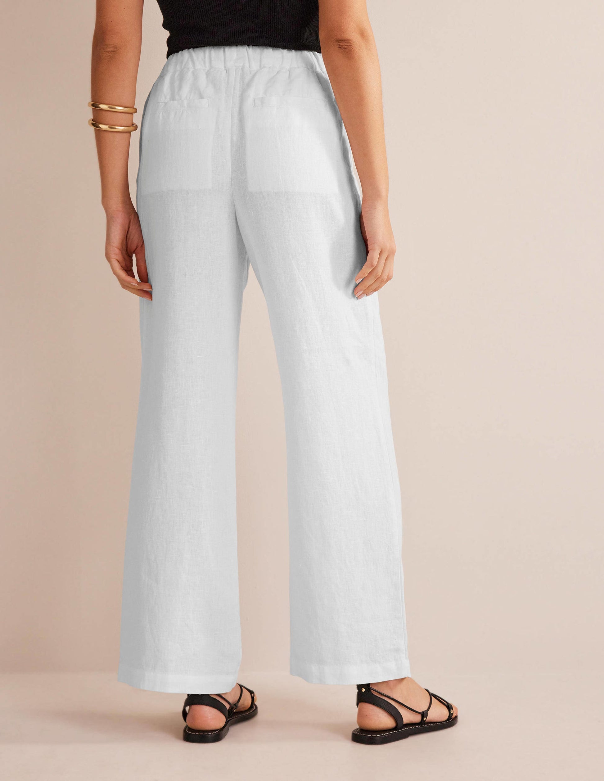 Lässige Leinenhose zum Hineinschlüpfen-Weiß-3