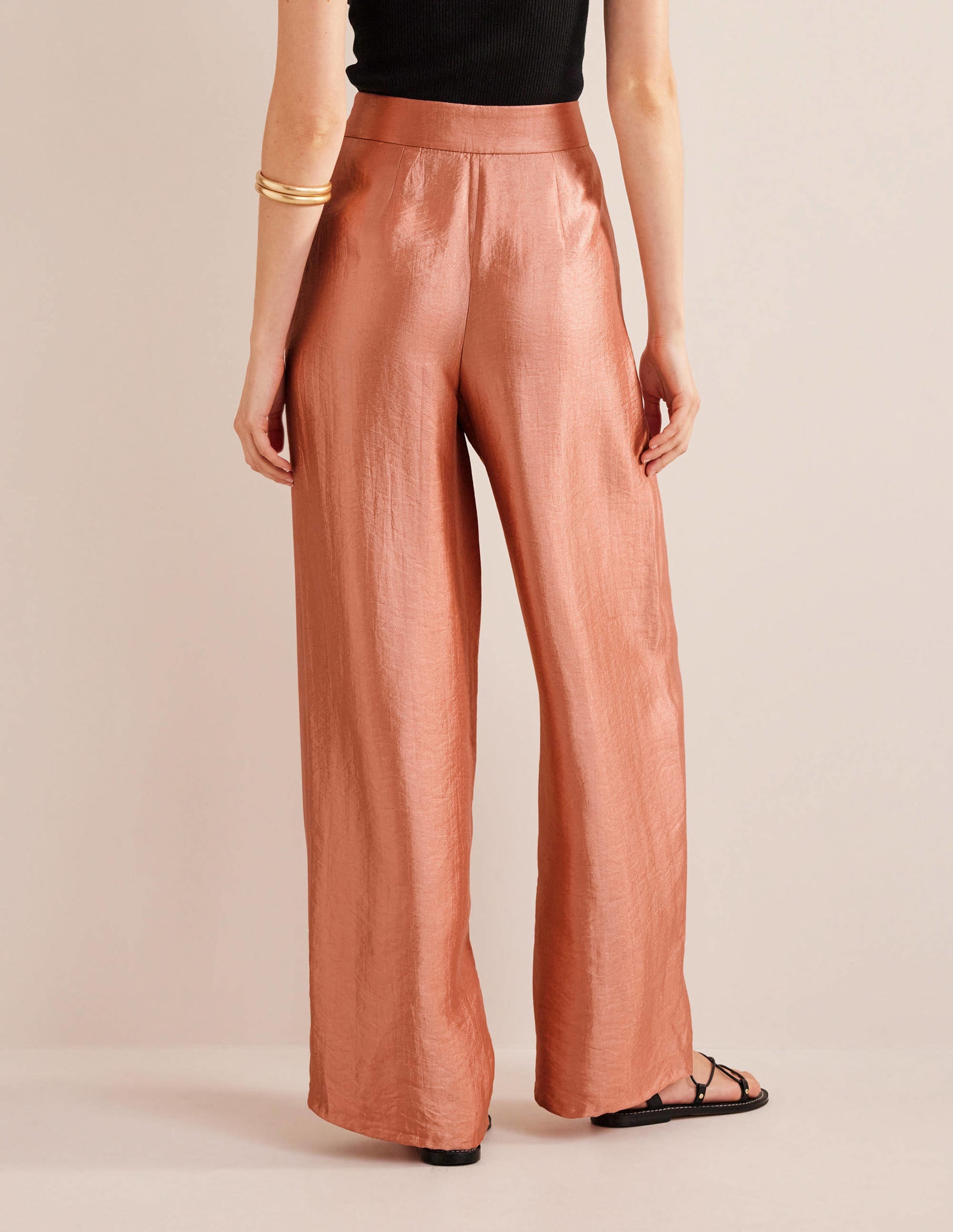Pantalon palazzo taille haute-Satin - Image 3