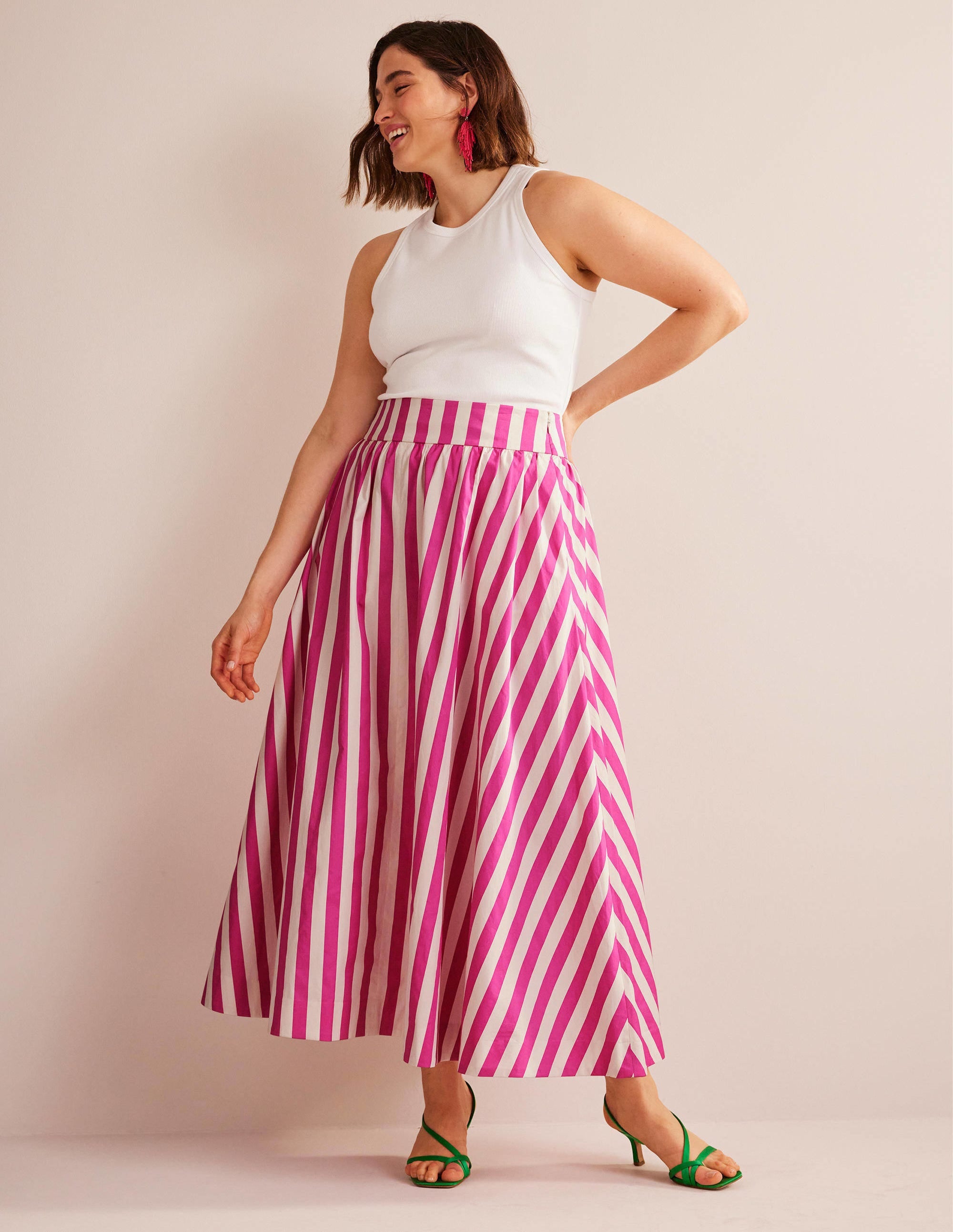 Jupe longue ample-Rayé rose - Image 5