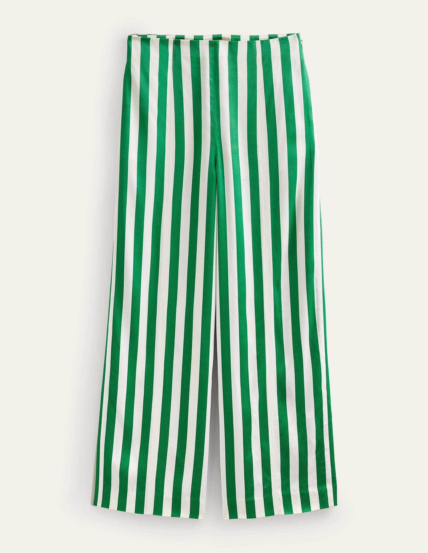 High-Waist Palazzo Trousers-Rich Emerald Stripe