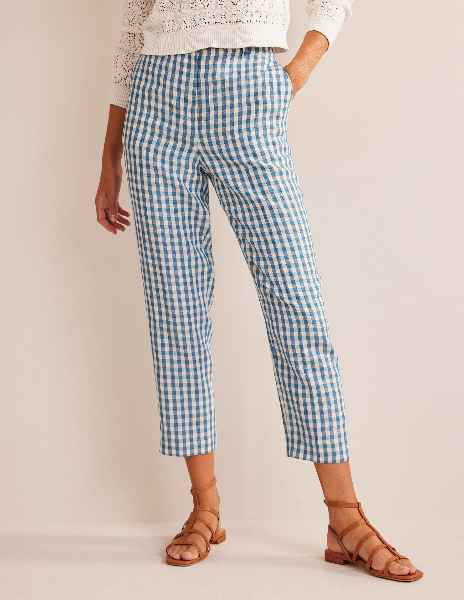 Kew Leinenhose-Kariert-4