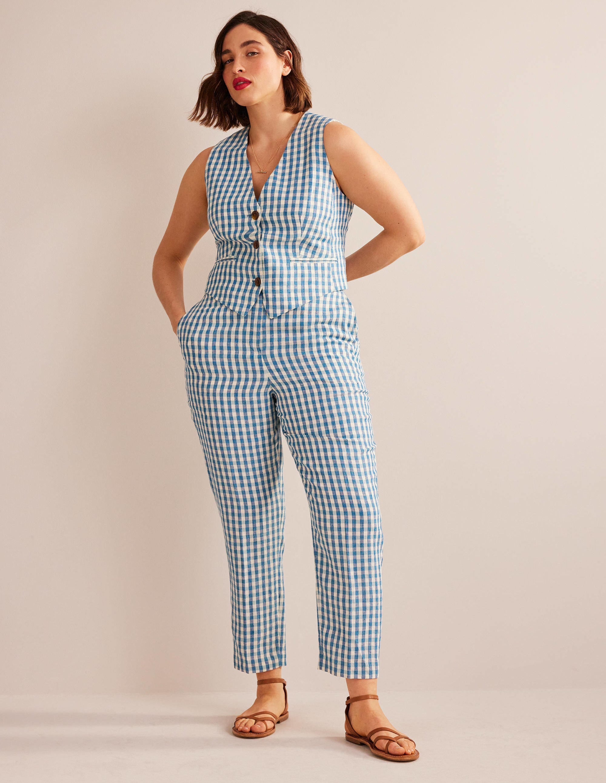 Kew Leinenhose-Kariert - Image 6