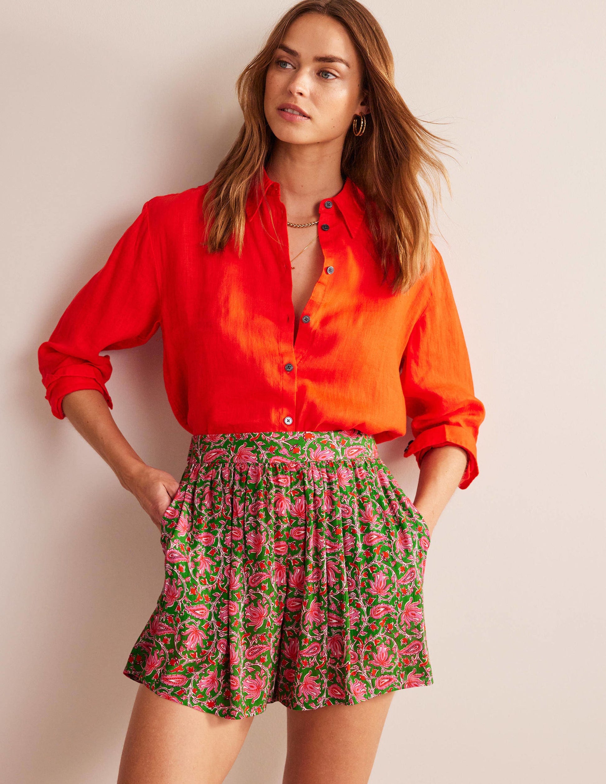 Short plissé-Citron vert, motif Botanic Vine-1
