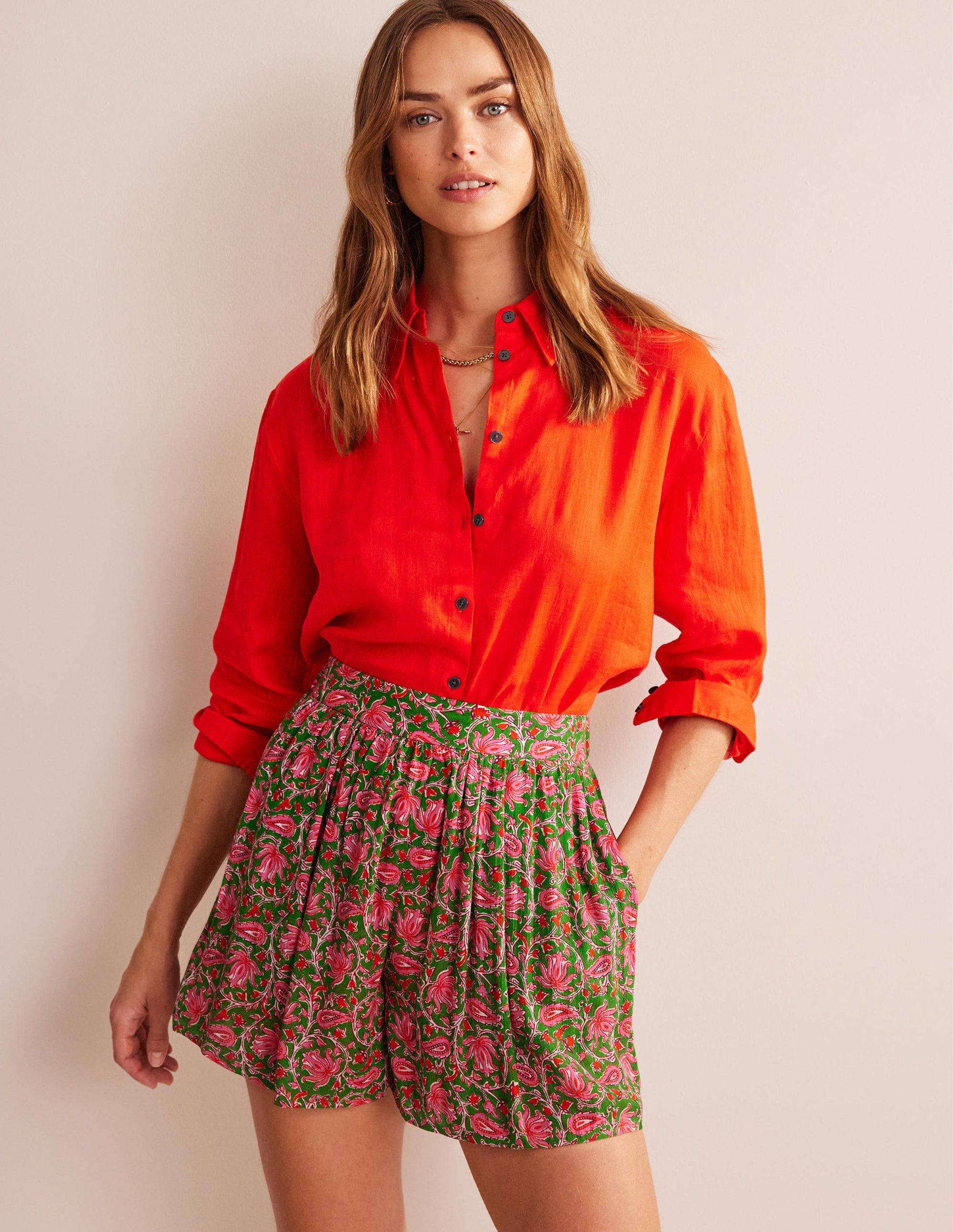 Short plissé-Citron vert, motif Botanic Vine-4