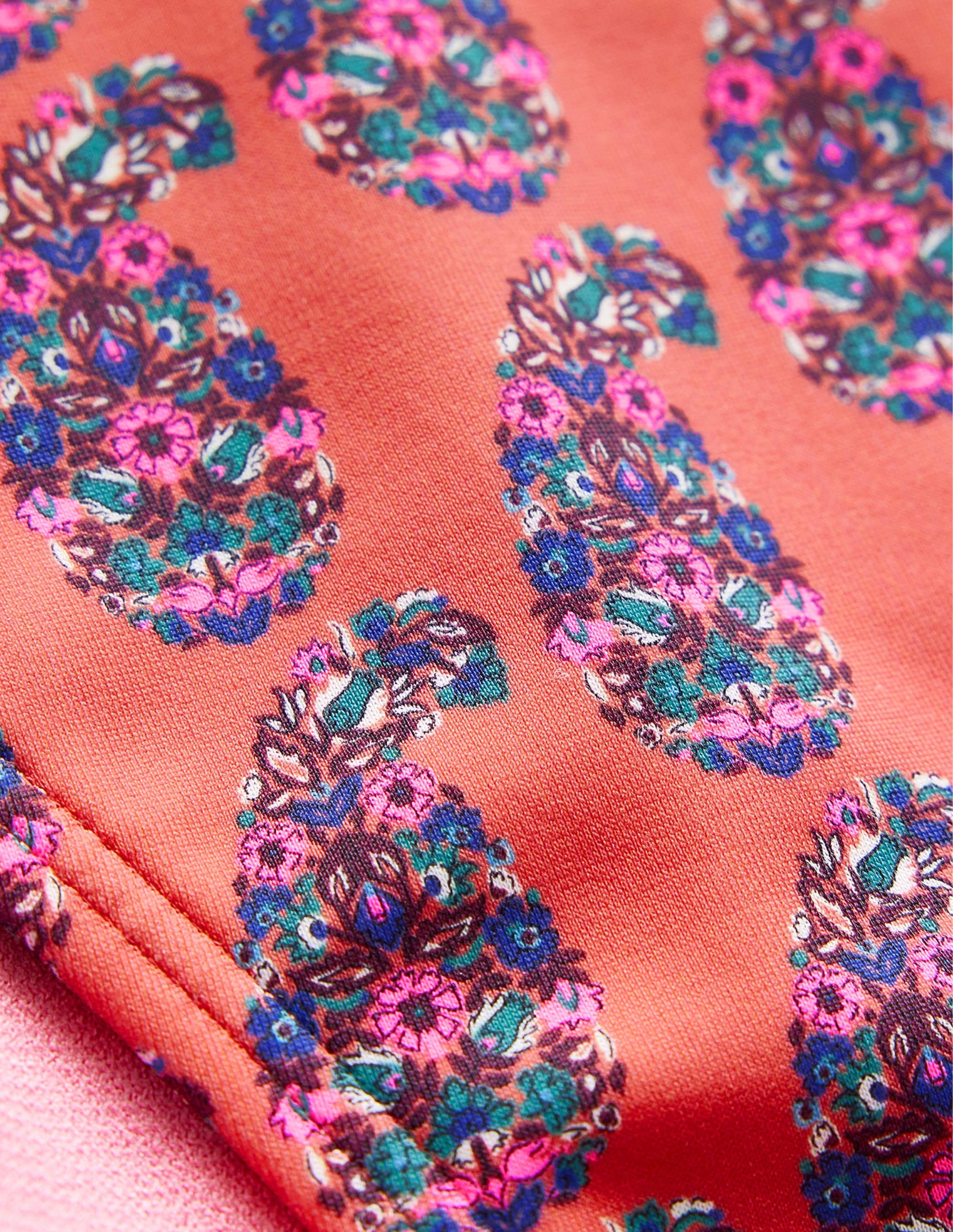 Bas de bikini Symi avec liens-Motif cachemire orange plaquemine - Image 6