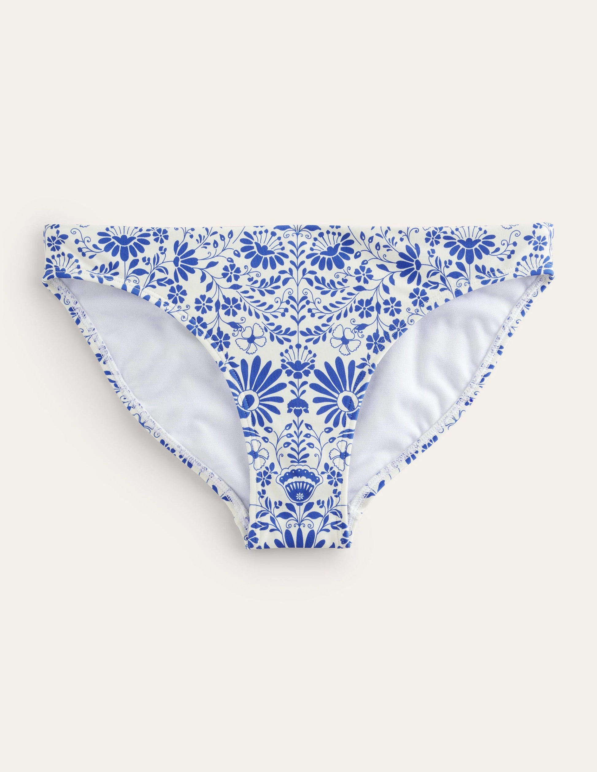 Klassische Bikinihose-Naturweiß, Seeblau Gardenien-5