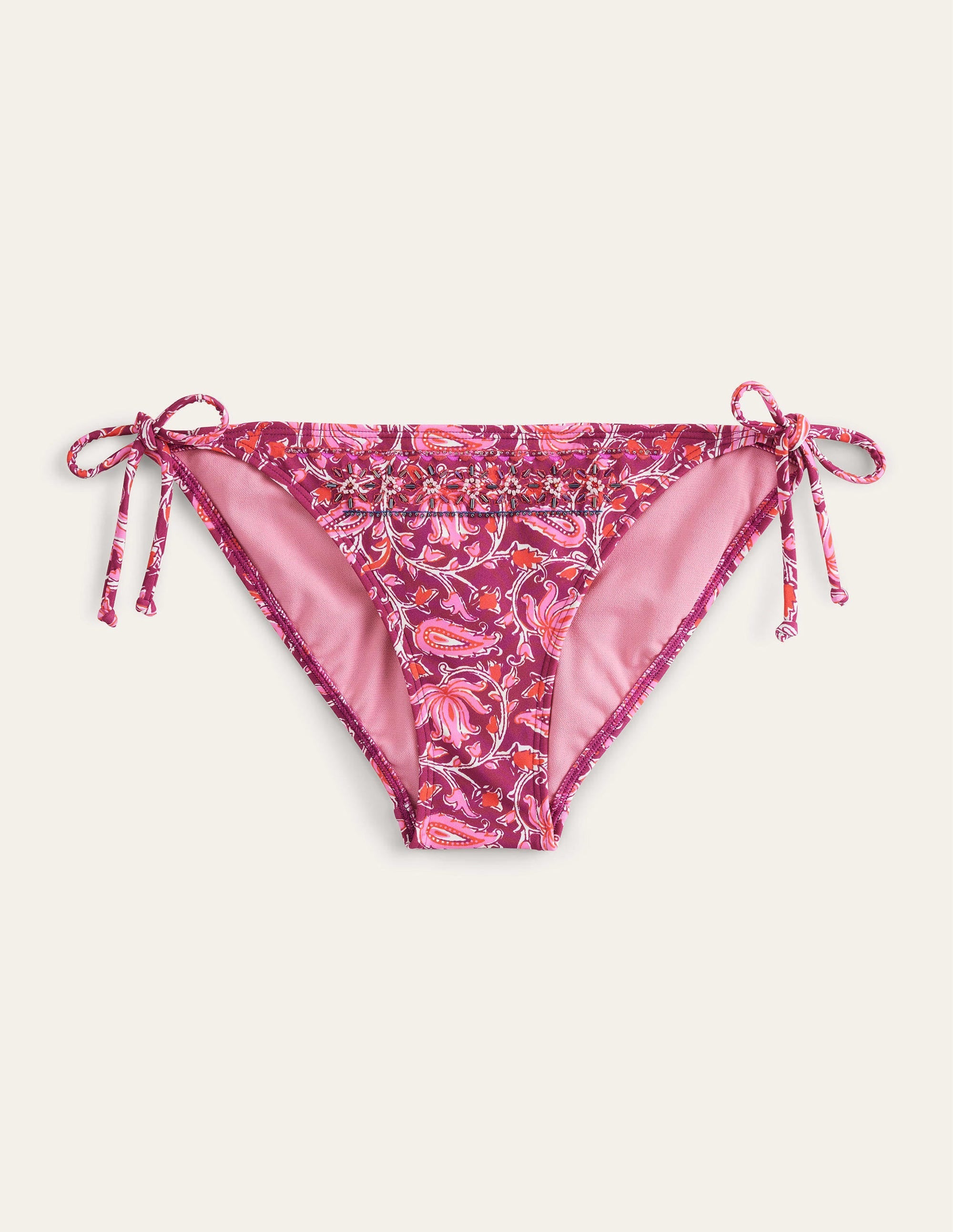 Bas de bikini orné de perles-Framboise, motif Botanic Vine - Image 6