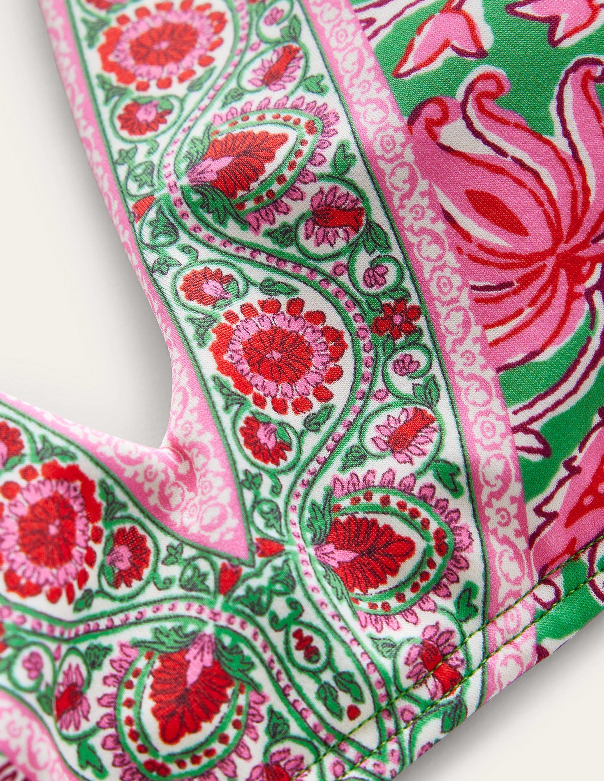 Bikinioberteil mit Schulterschleifen-Limettengrün, Botanikmuster-6