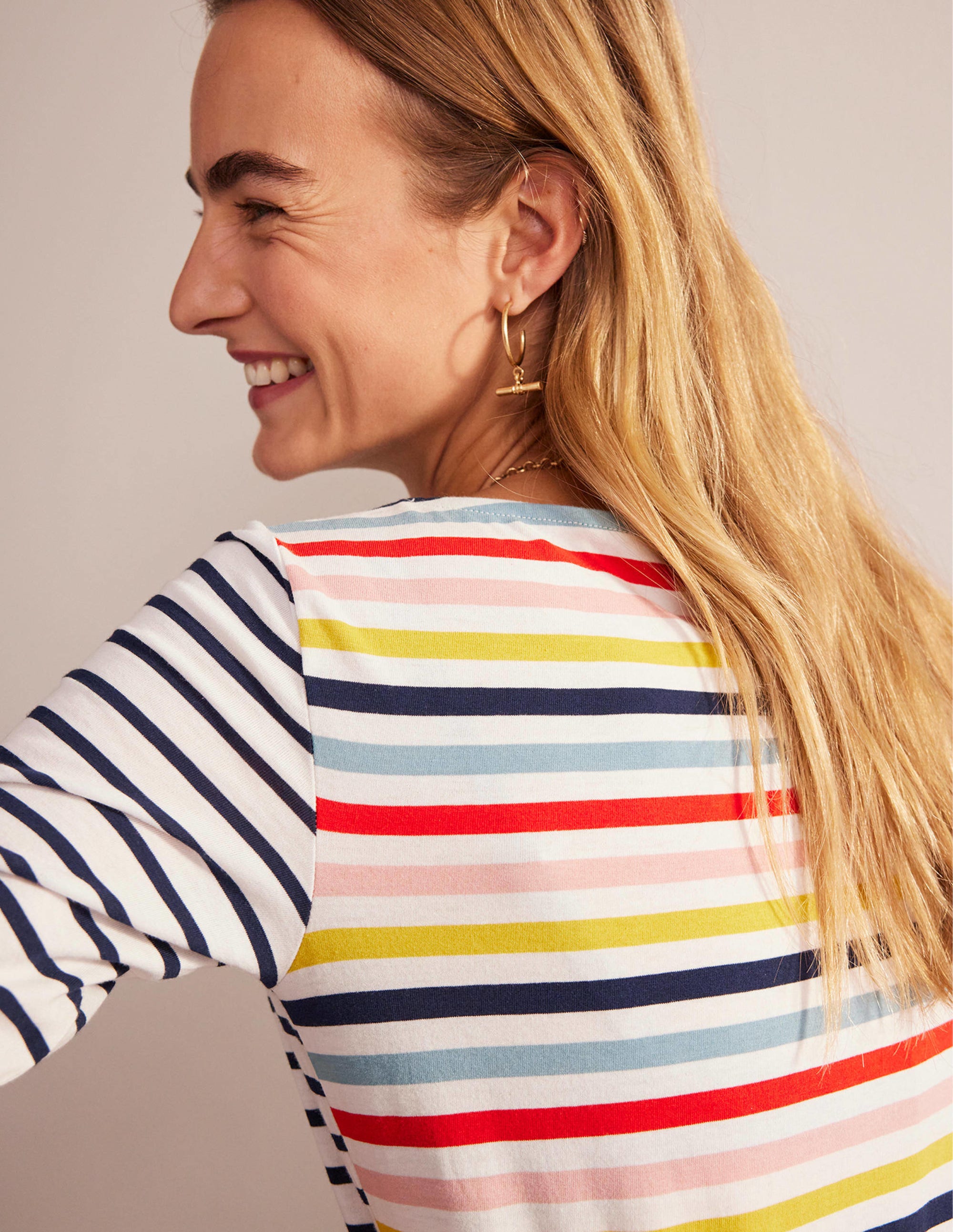 Ella Breton-Shirt mit langen Ärmeln-Regenbogen Bunt Gestreift - Image 3