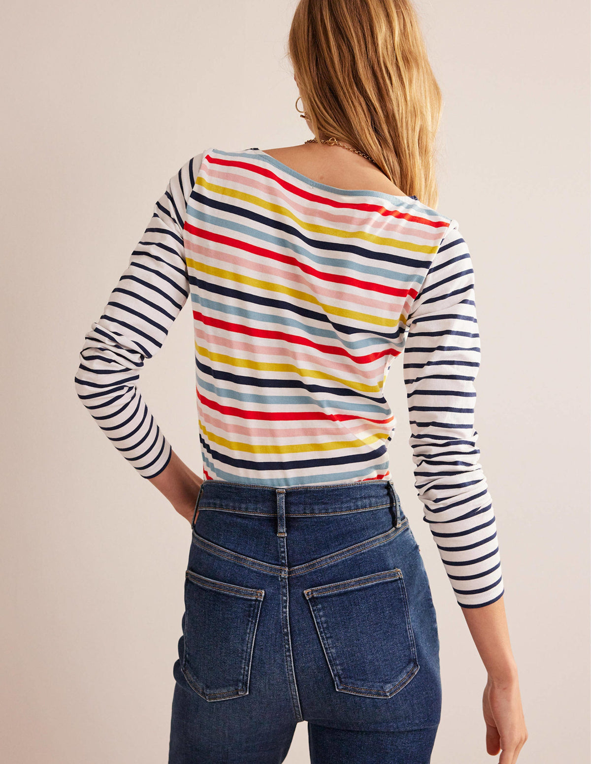Ella Breton-Shirt mit langen Ärmeln-Regenbogen Bunt Gestreift-4