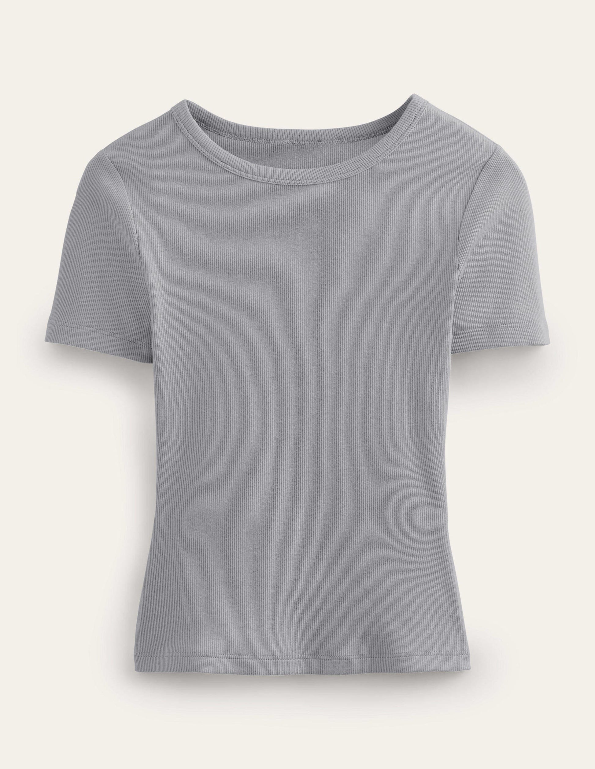 Cotton Ribbed T-Shirt-Pebble-5