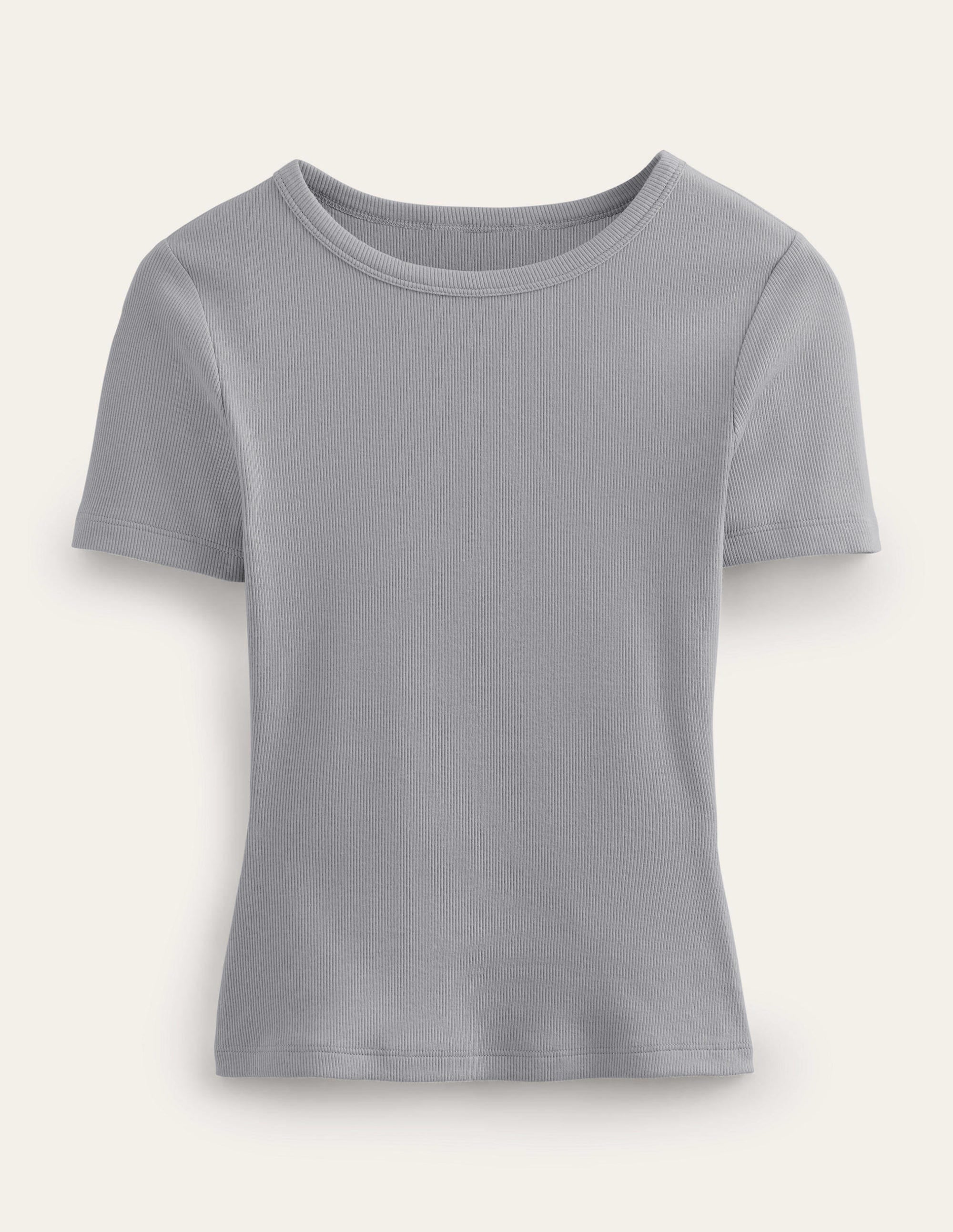 Cotton Ribbed T-Shirt-Pebble - Image 5