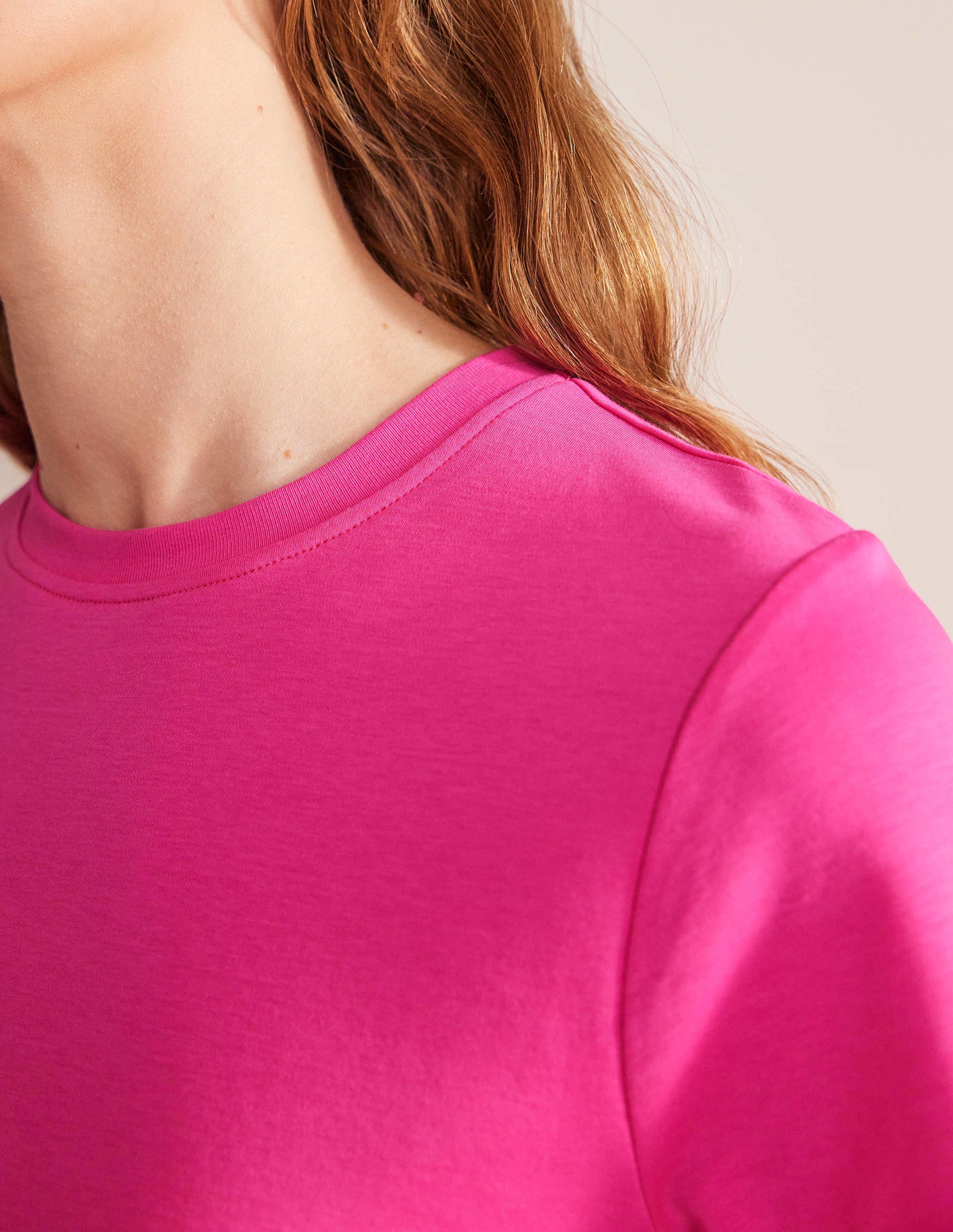 T-shirt col rond en coton-Fedora fuchsia - Image 4