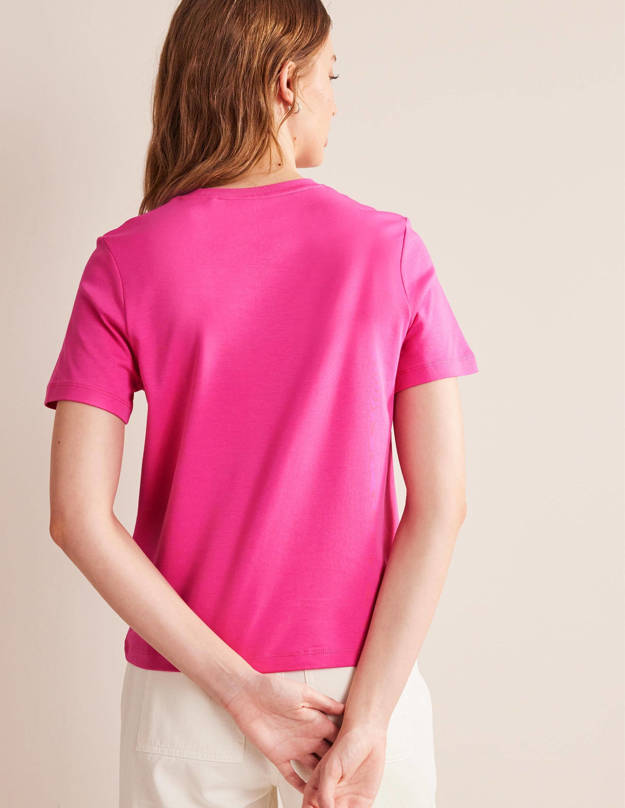 T-shirt col rond en coton-Fedora fuchsia - Image 5