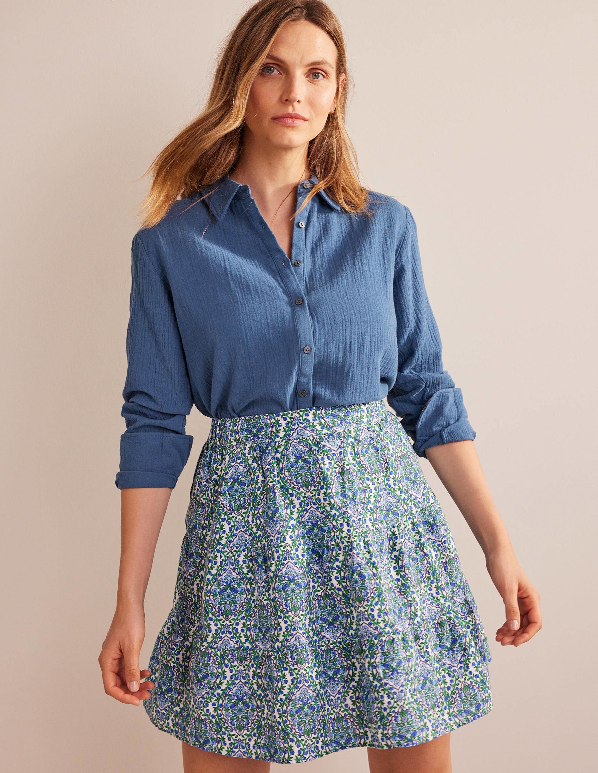 Cotton Texture Shirt-True Navy-1