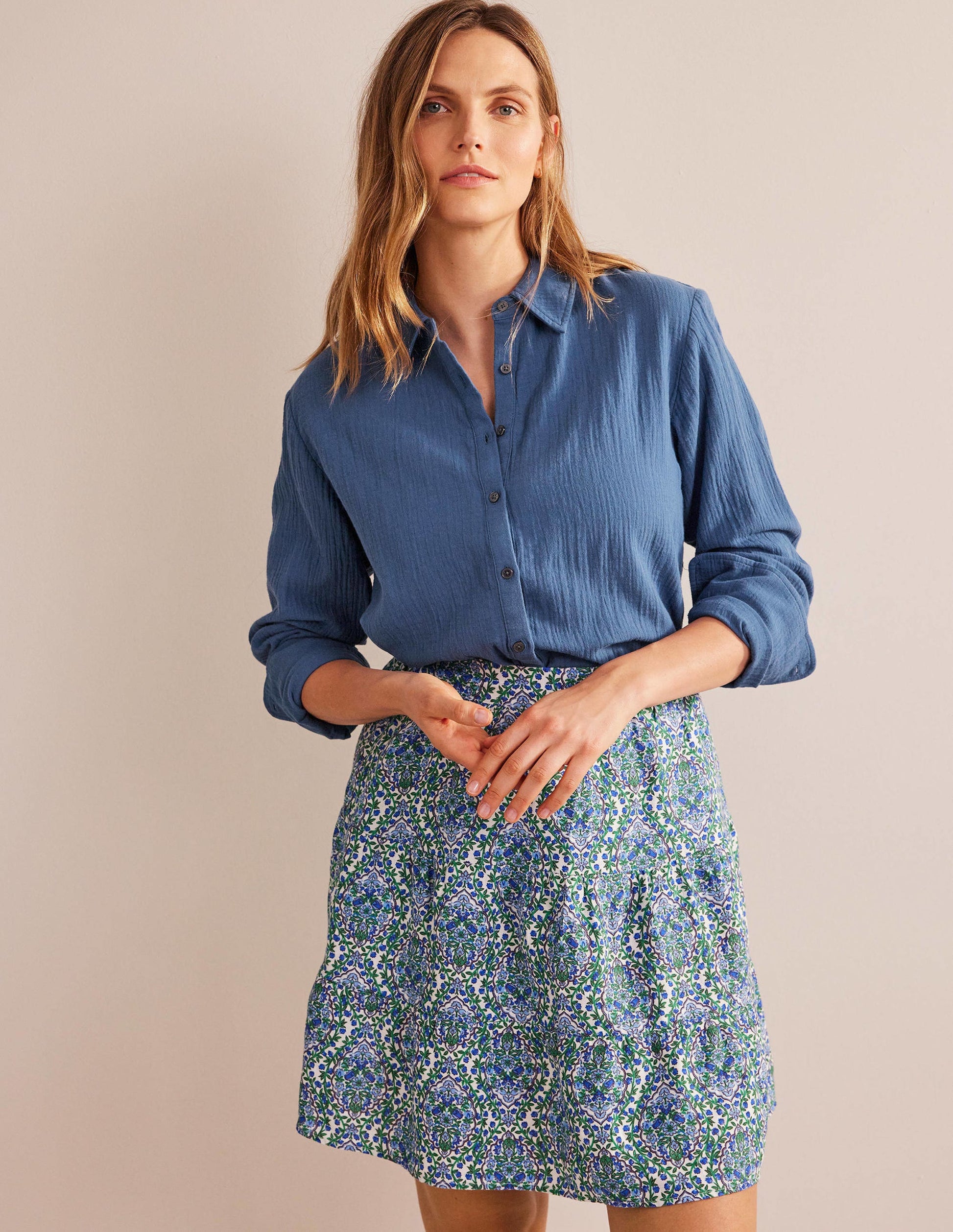 Cotton Texture Shirt-True Navy-4