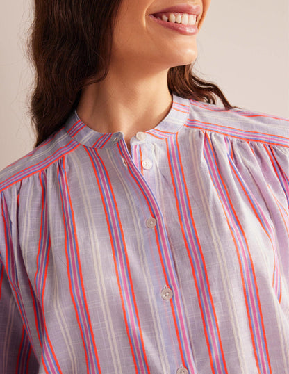 Chemise oversize à manches blousantes-Bleu et punch pastèque-2