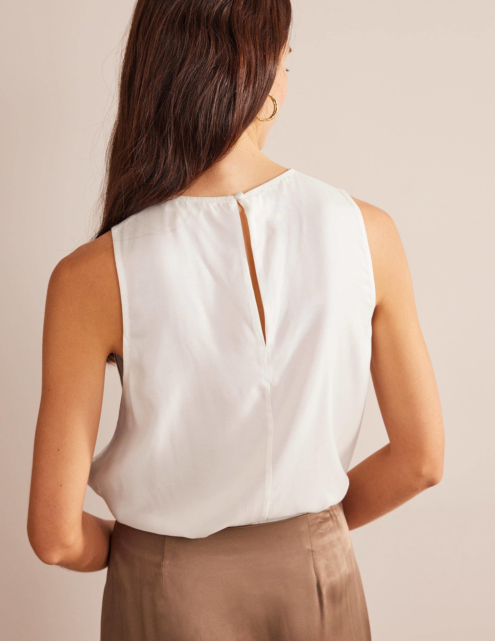 Silk Blend Shell Top-Ivory-3