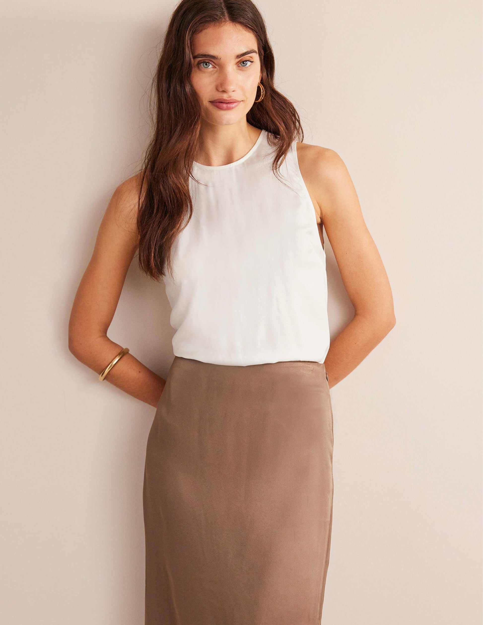 Silk Blend Shell Top-Ivory-4