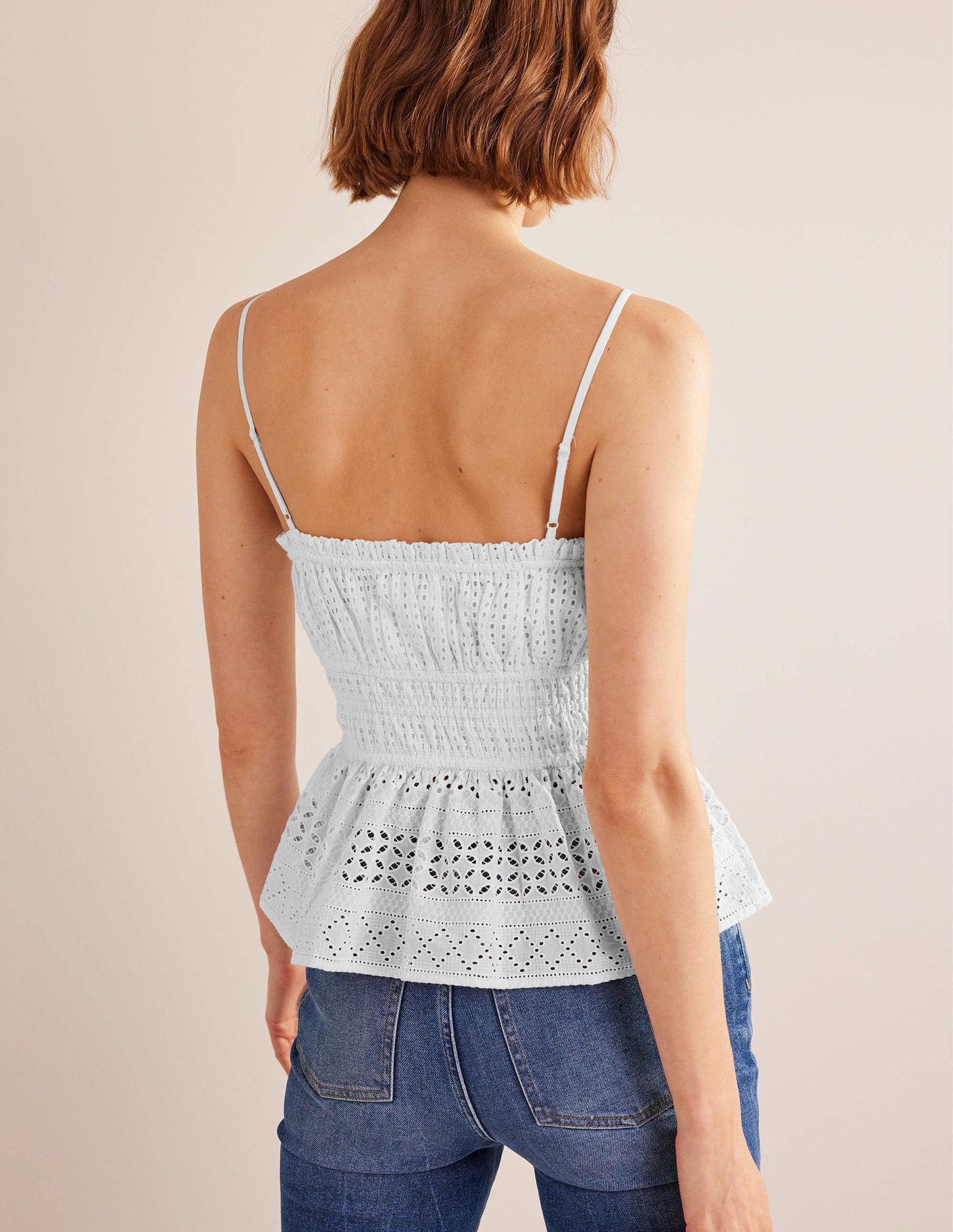 Ruched Detail Cami Top-White