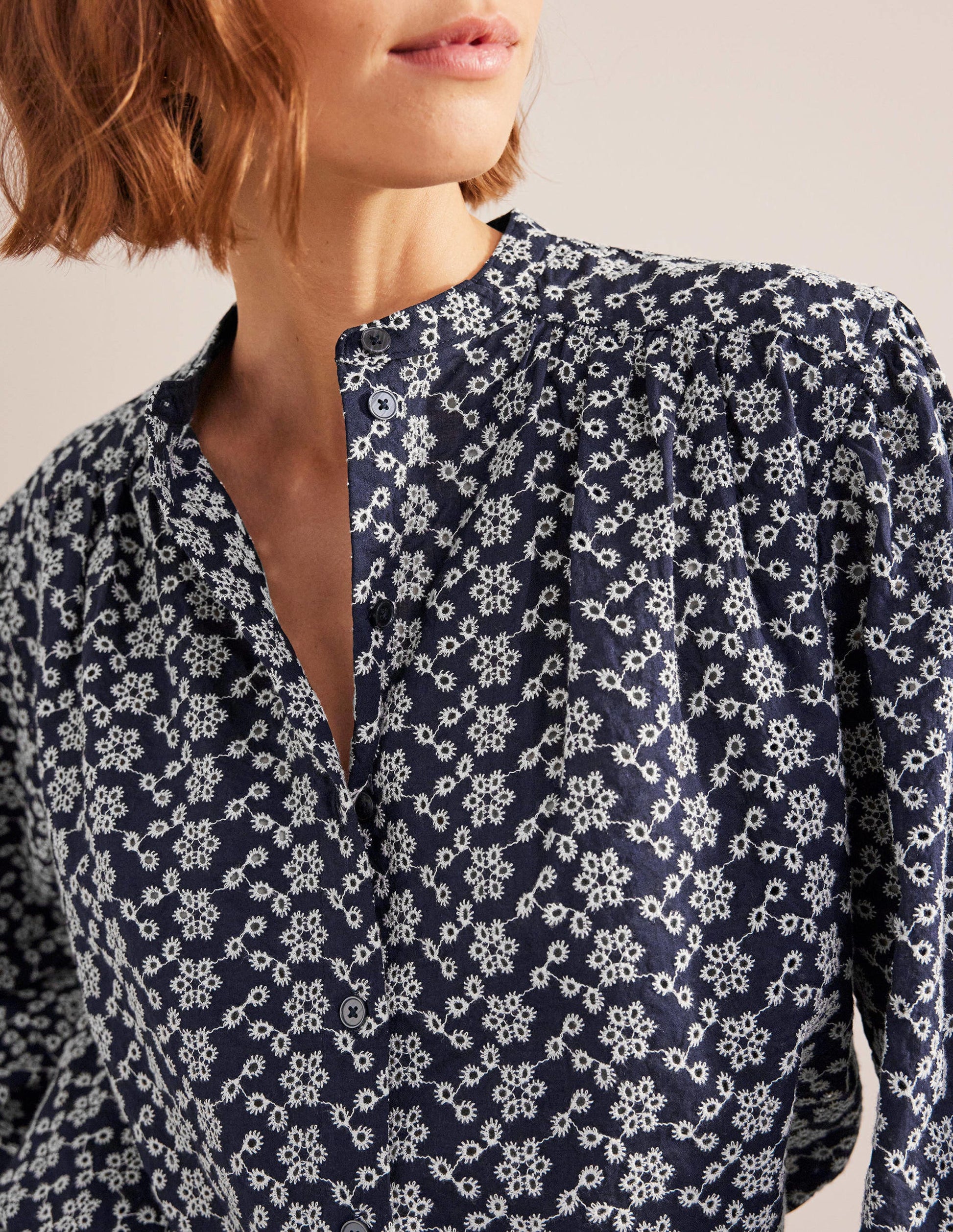 Oversized Broderie Shirt-Navy Broderie-2