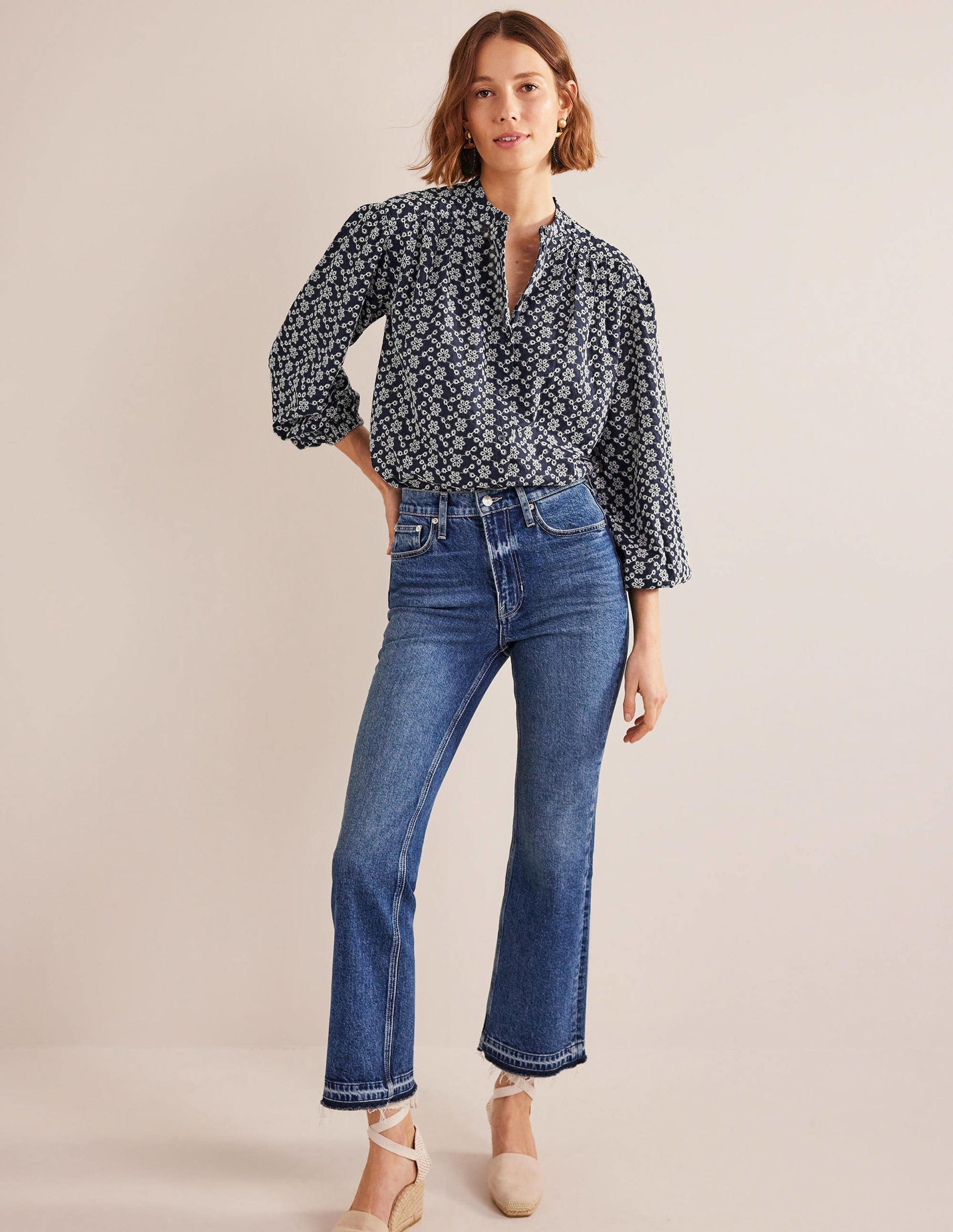Oversized Broderie Shirt-Navy Broderie-4